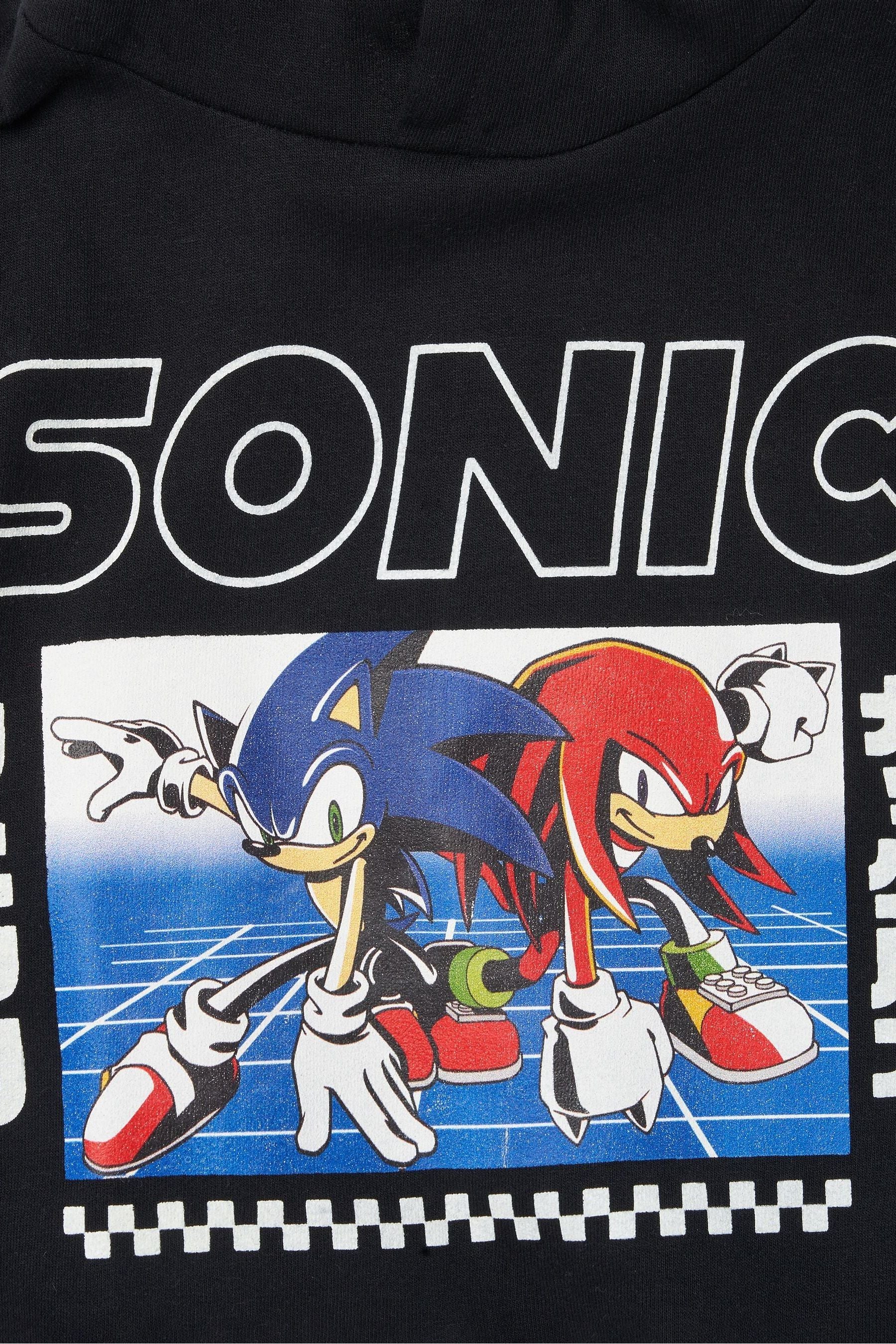 Dark black Angel & Rocket Sonic Print Hoodie