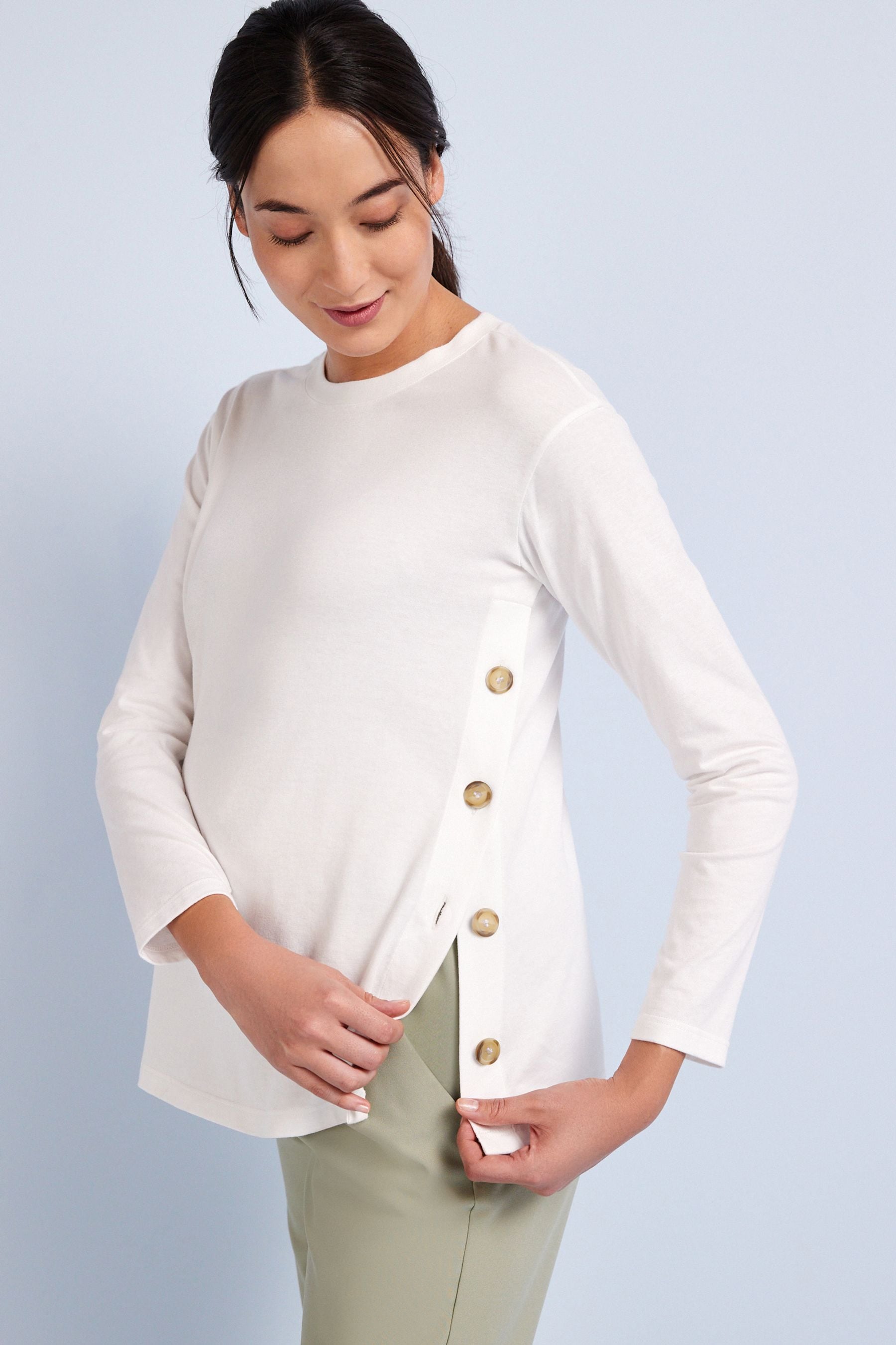 White Maternity/Nursing Long Sleeve Top