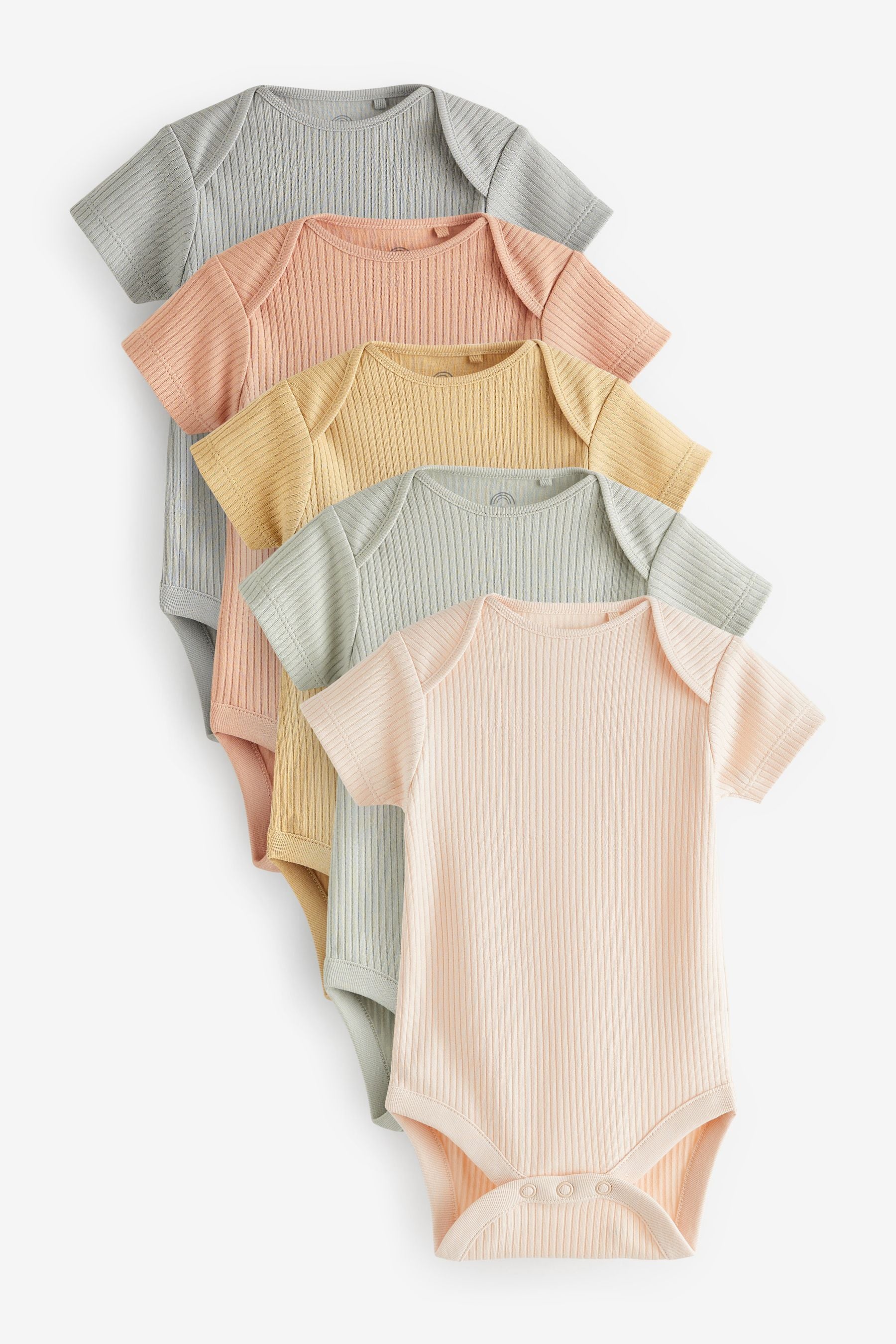 Muted Neutrals Baby Rib Bodysuits 5 Pack