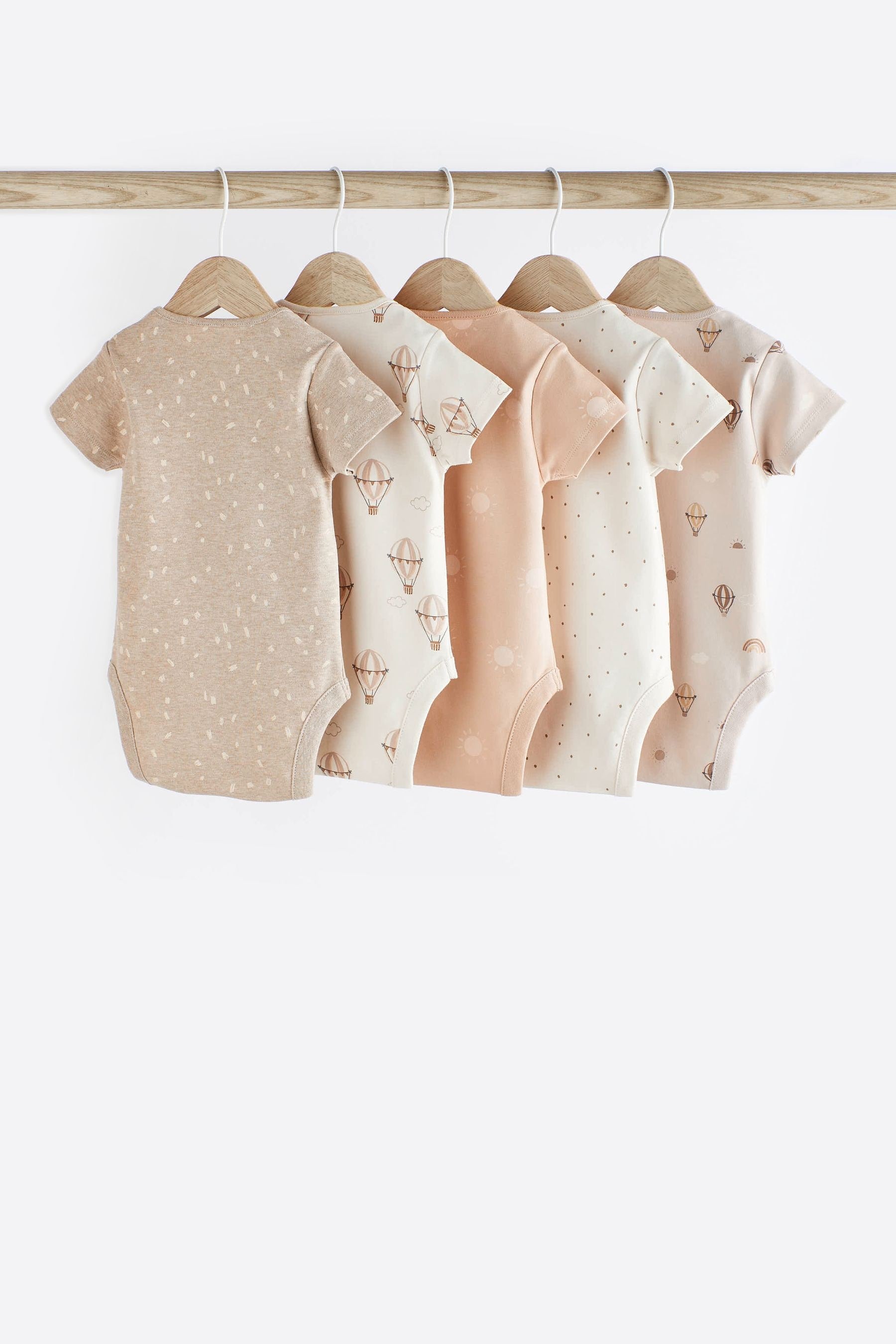 Neutral Short Sleeve Baby Bodysuits 5 Pack