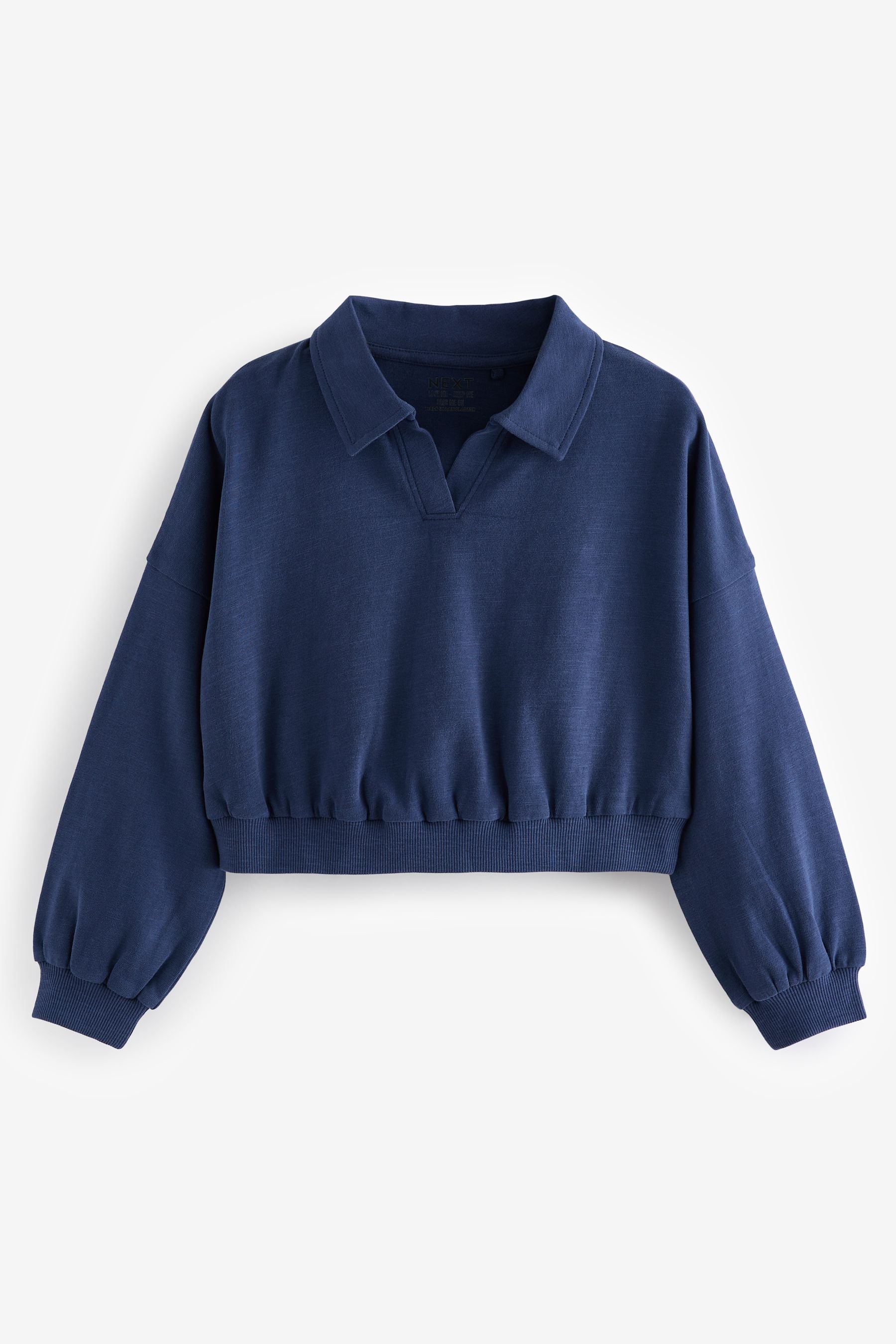 Blue 100% Cotton Collared Boxy Sweatshirt (3-16yrs)