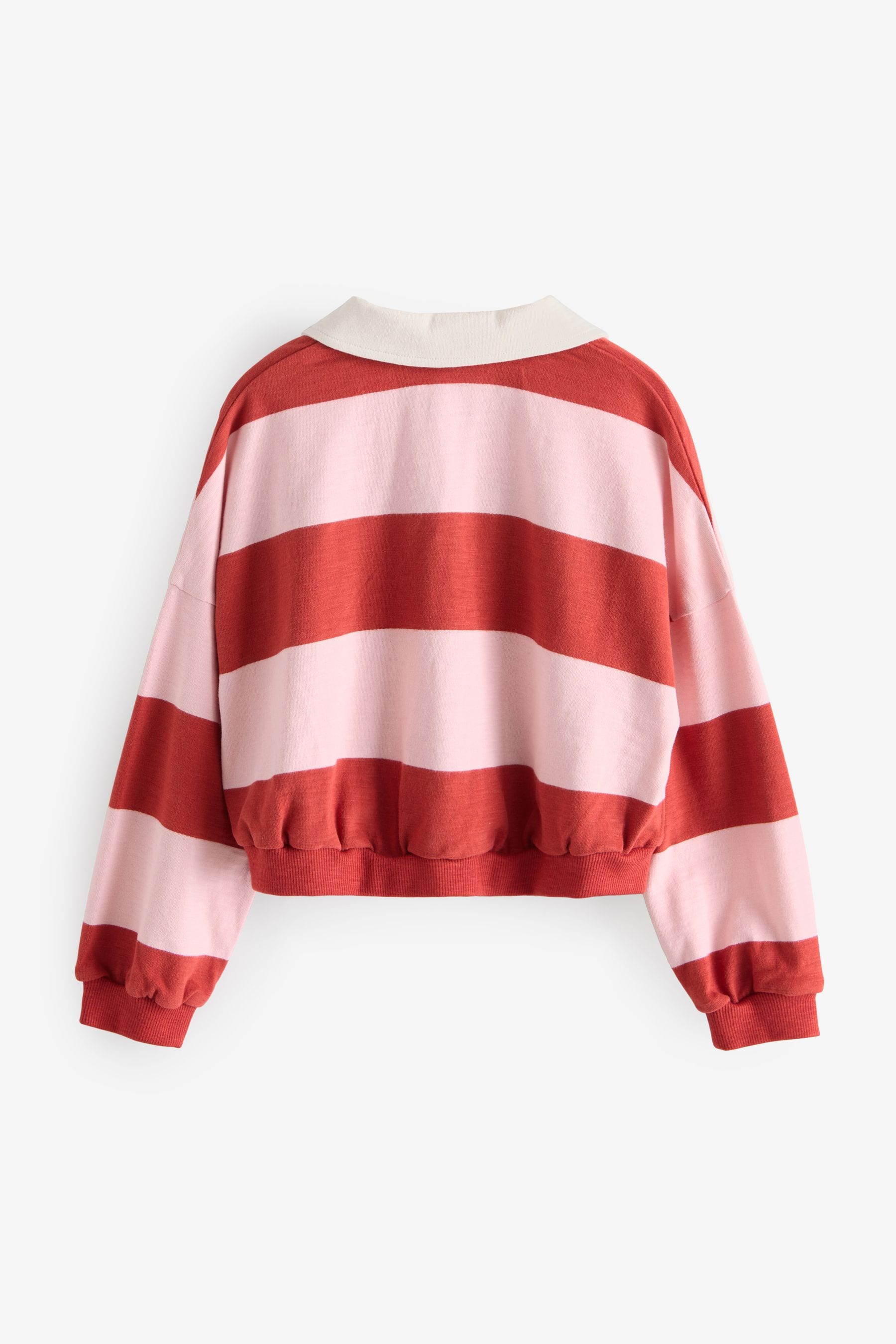 Pink/Red Stripe 100% Cotton Collared Boxy Sweatshirt (3-16yrs)