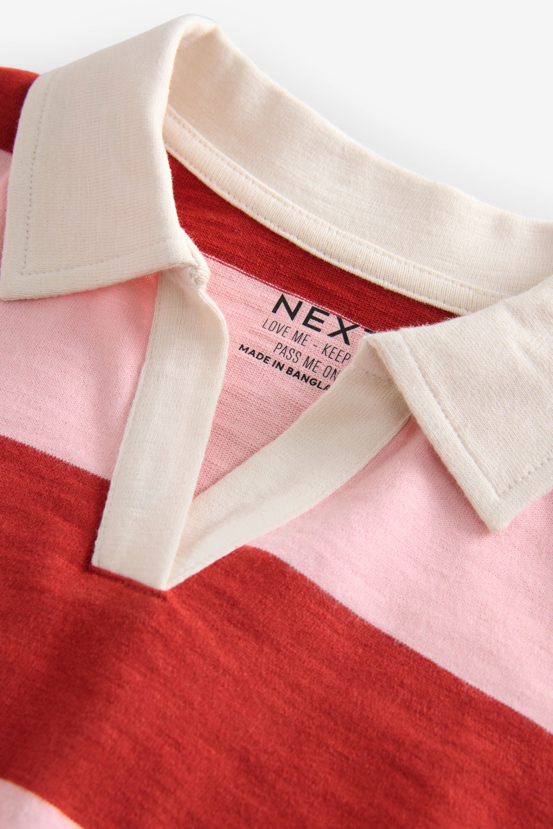 Pink/Red Stripe 100% Cotton Collared Boxy Sweatshirt (3-16yrs)