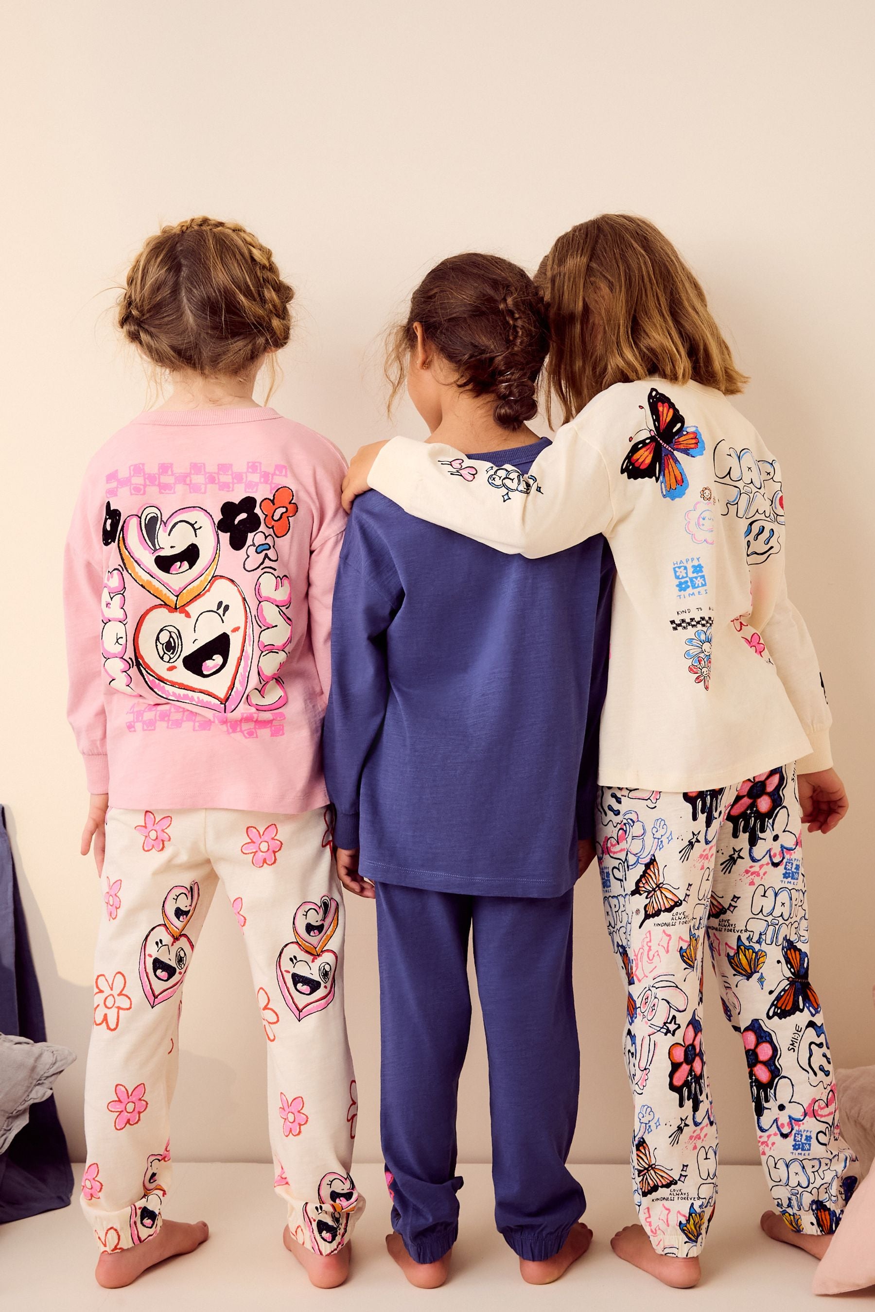 Pink/Cream Pyjamas 3 Pack (3-16yrs)