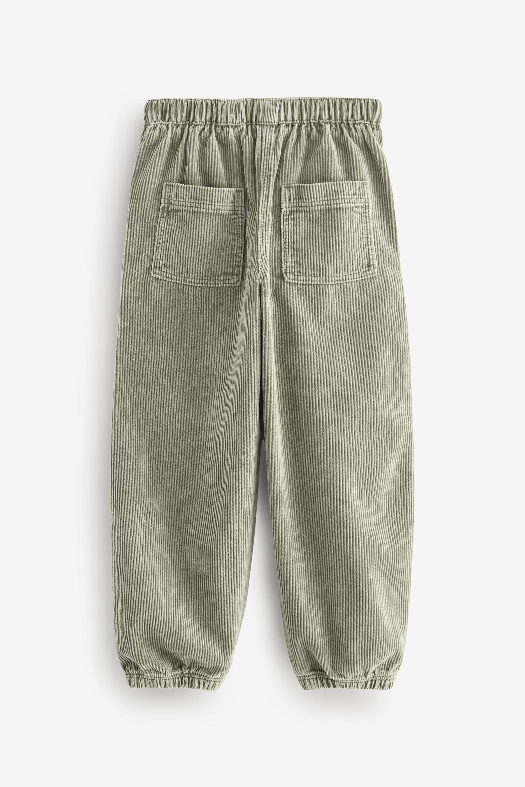 Khaki Green Corduroy Cargo 100% Cotton Trousers (3-16yrs)