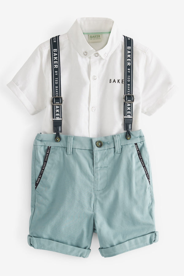 Blue Baker by Ted Baker (3mths-6yrs) Blue Shirt Chino Short and Braces Set