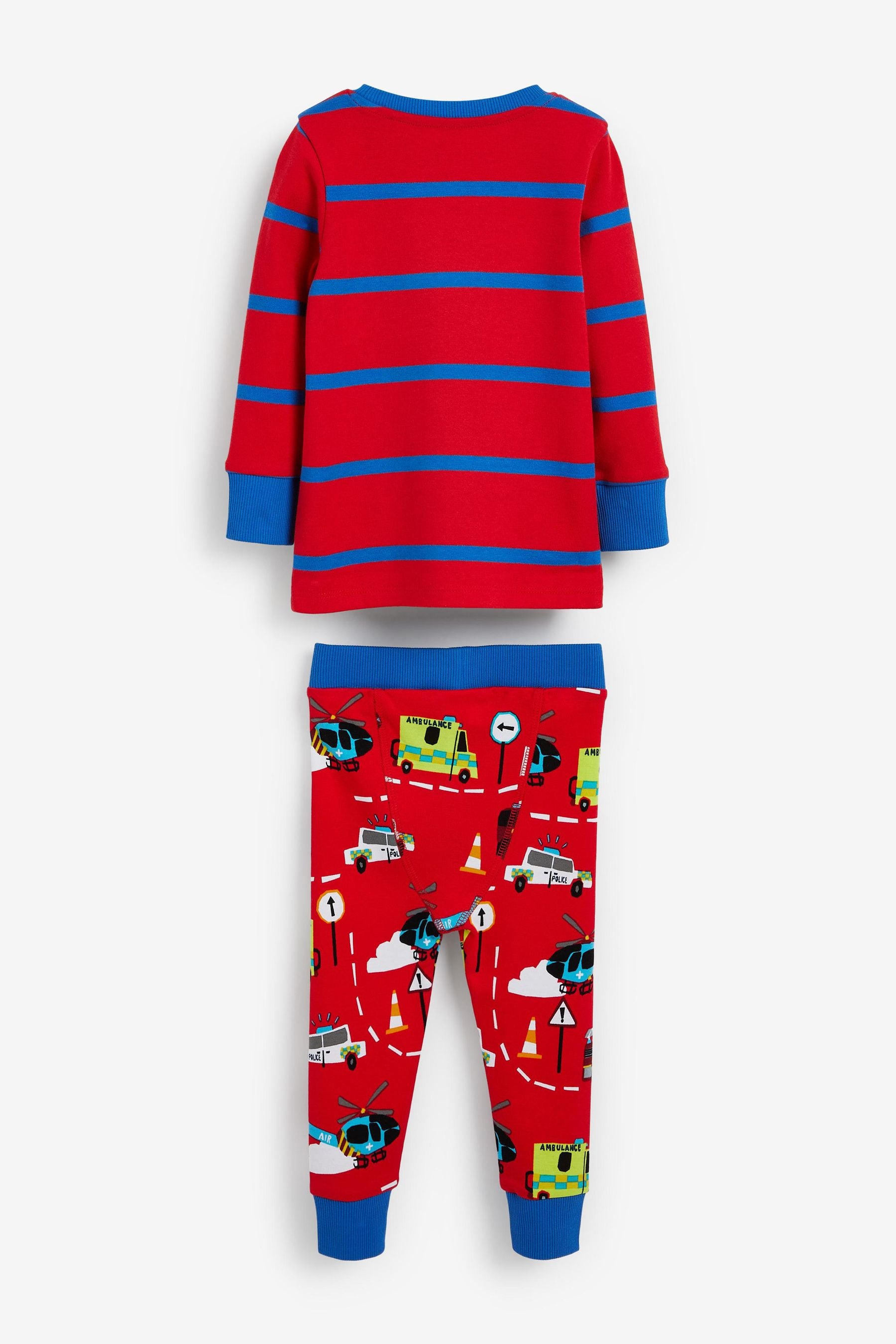 Blue/Red Stripe Vehicles Snuggle Pyjamas 3 Pack (9mths-8yrs)