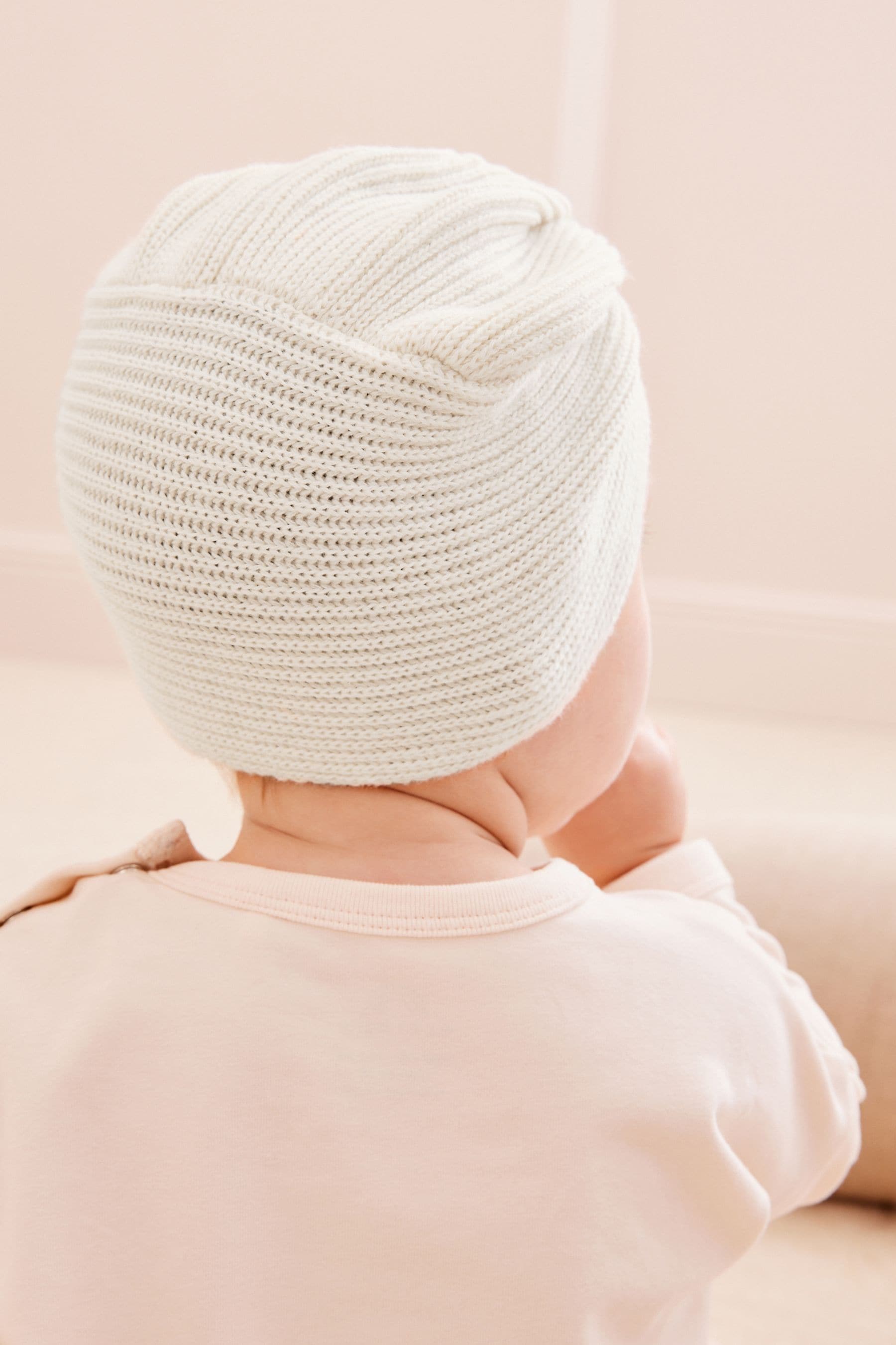 Cream Baby Knitted Turban Hat (0mths-3yrs)