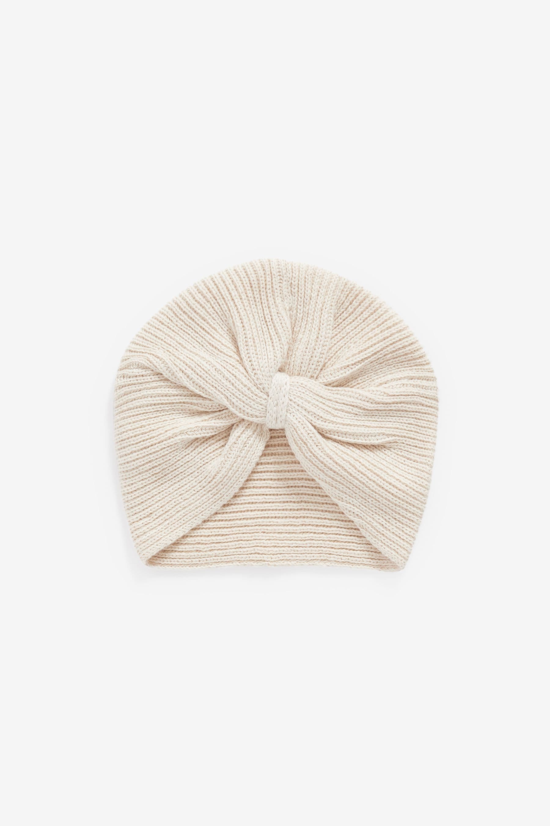 Cream Baby Knitted Turban Hat (0mths-3yrs)