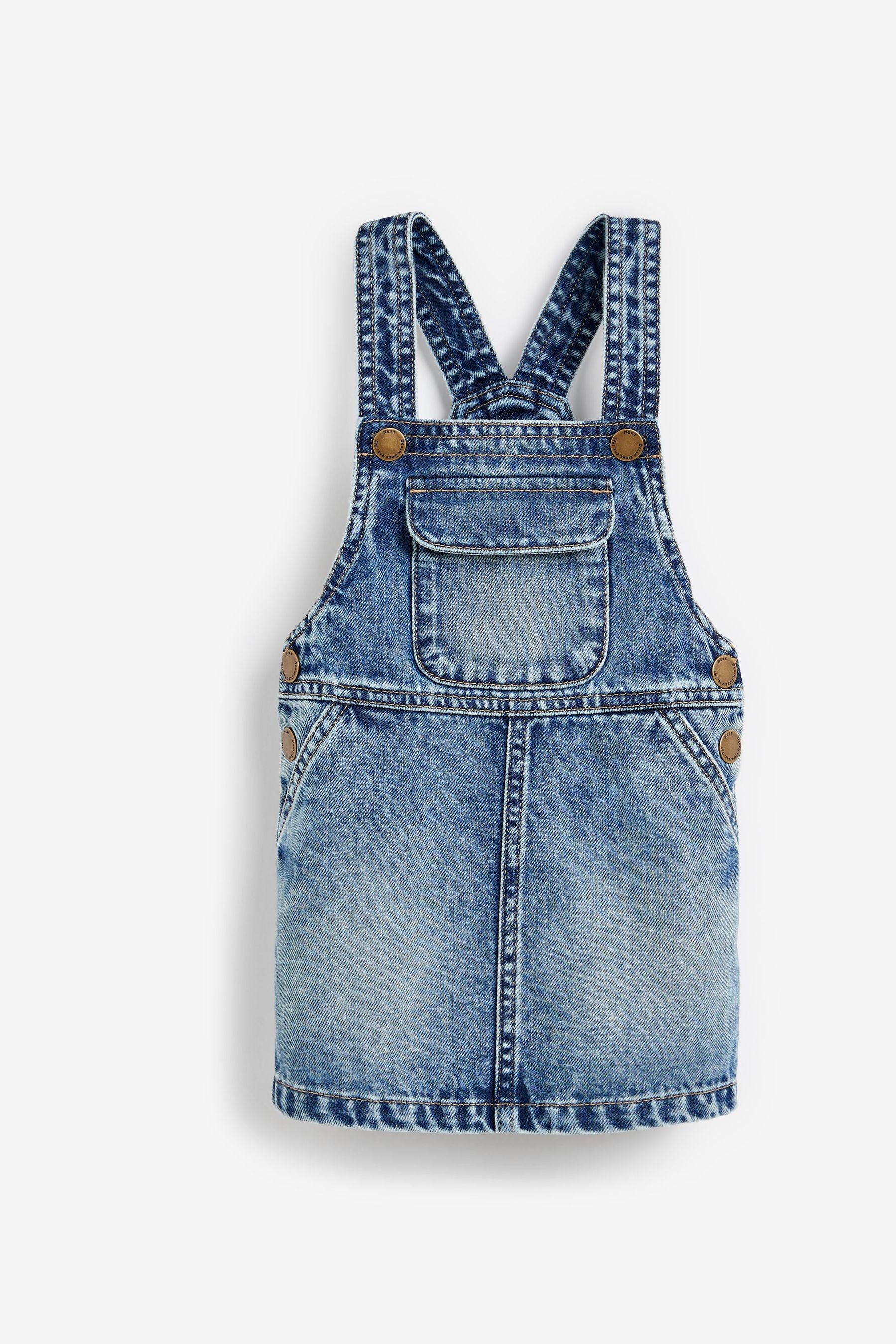 Blue Acid Wash Denim Pinafore (3mths-7yrs)