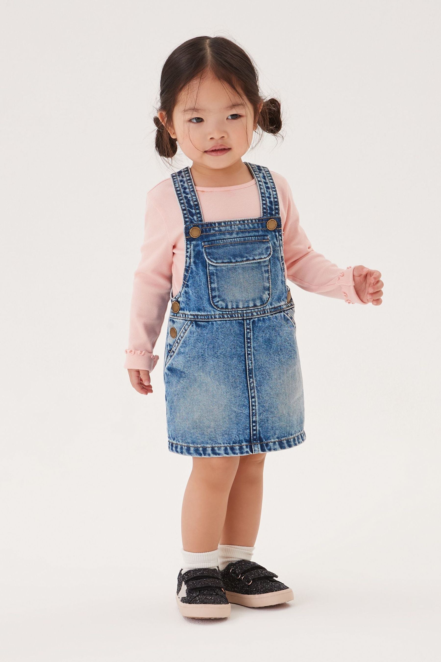 Blue Acid Wash Denim Pinafore (3mths-7yrs)