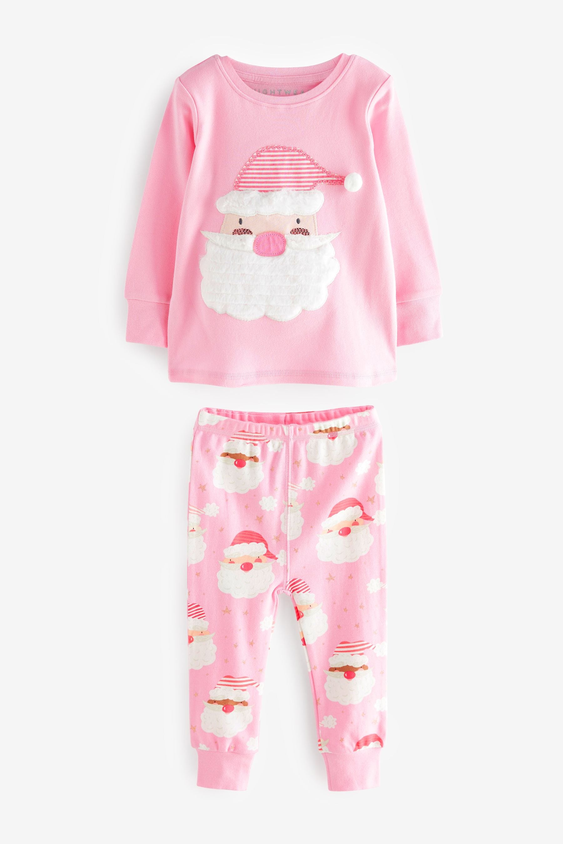 Pink/White Santa Matching Family Girls Christmas Pyjamas (9mths-12yrs)