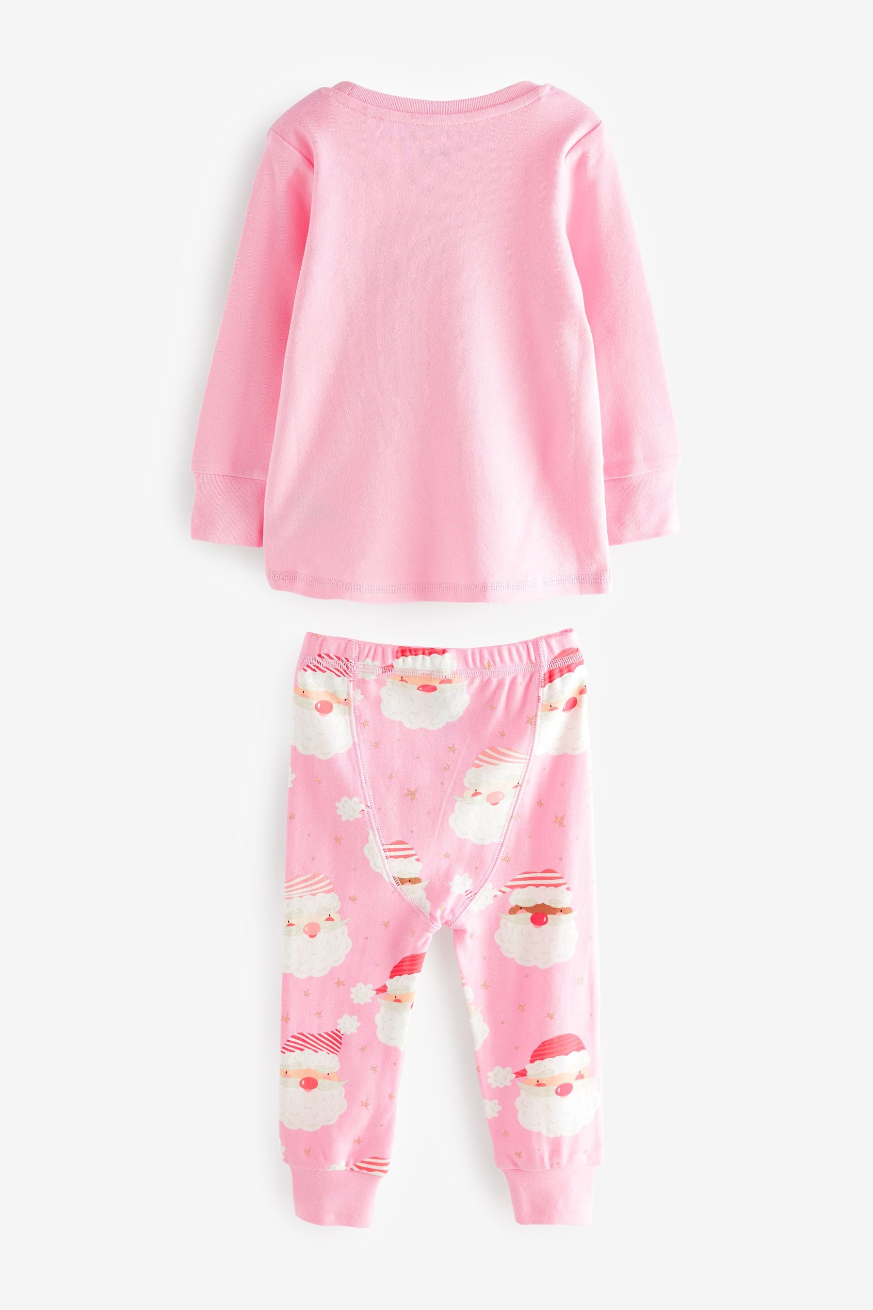 Pink/White Santa Matching Family Girls Christmas Pyjamas (9mths-12yrs)