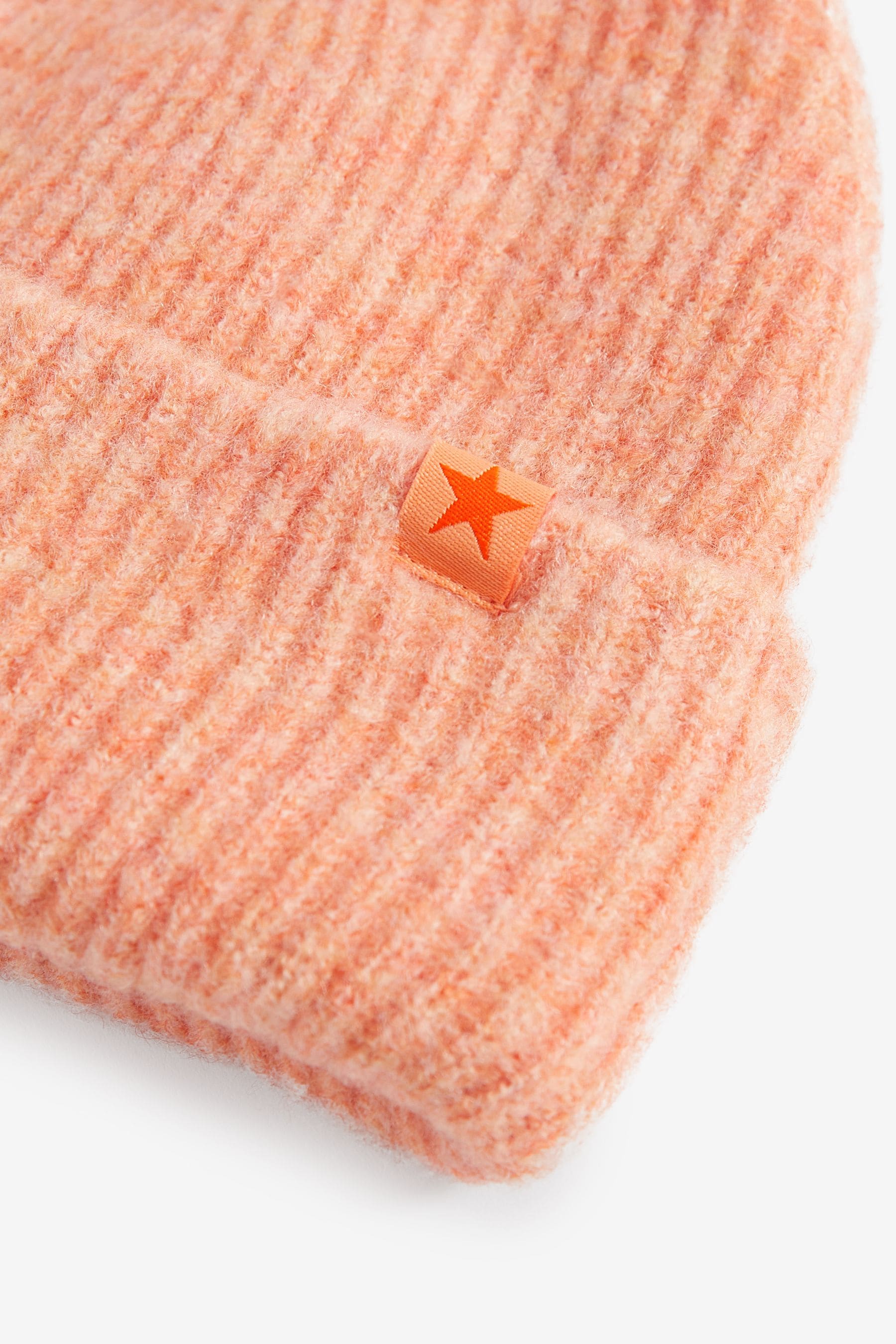 Peach Pink Pom Pom Beanie Hat (3-16yrs)