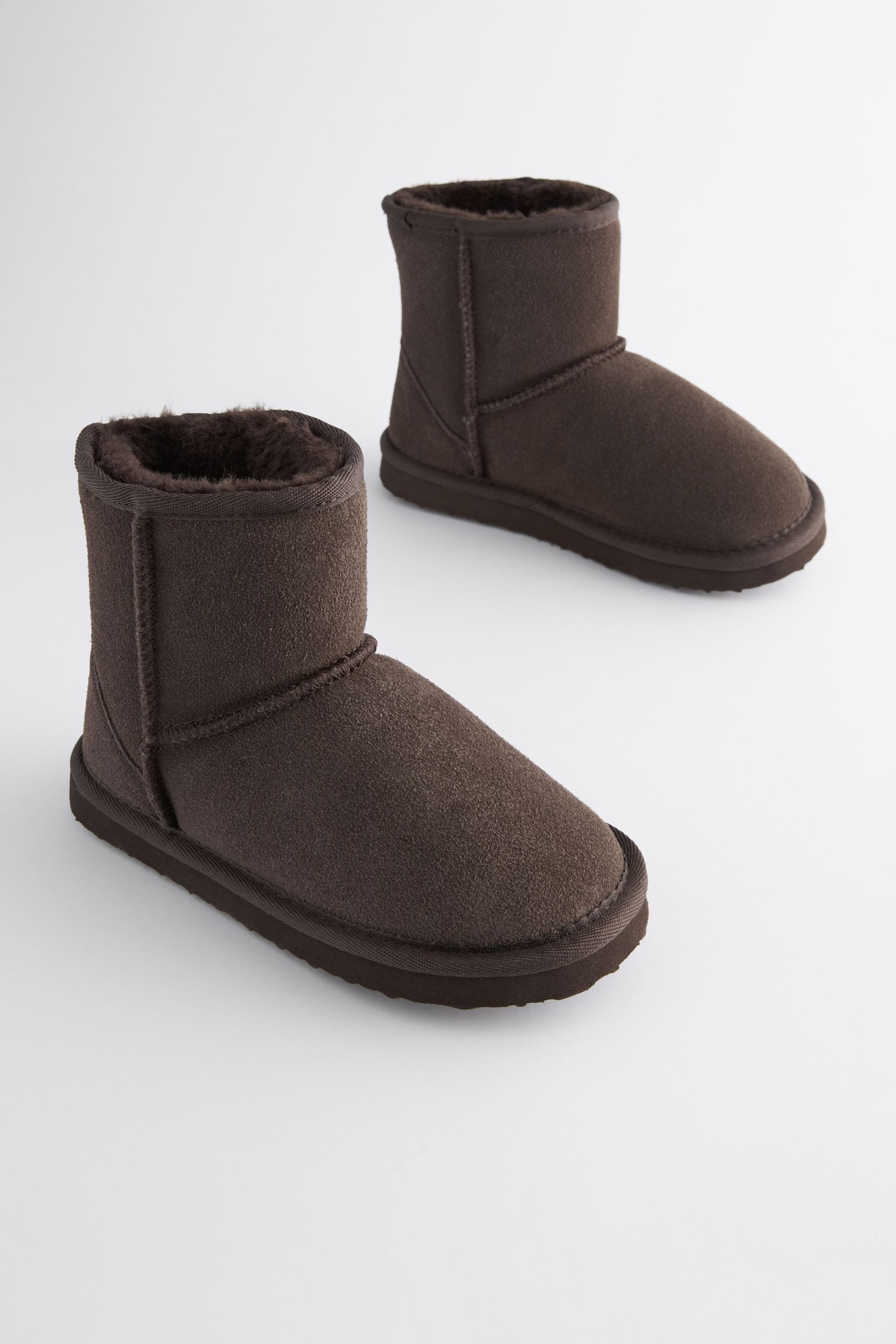 Chocolate Brown Warm Lined Suede Slipper Boots