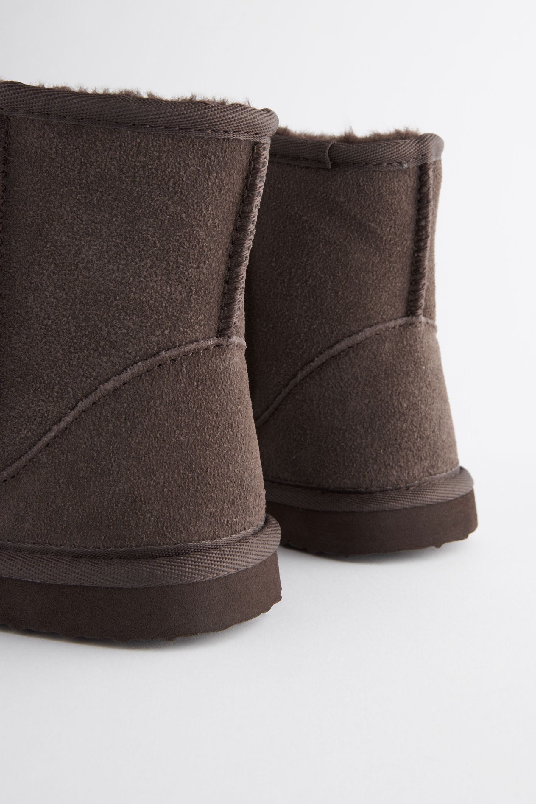 Chocolate Brown Warm Lined Suede Slipper Boots