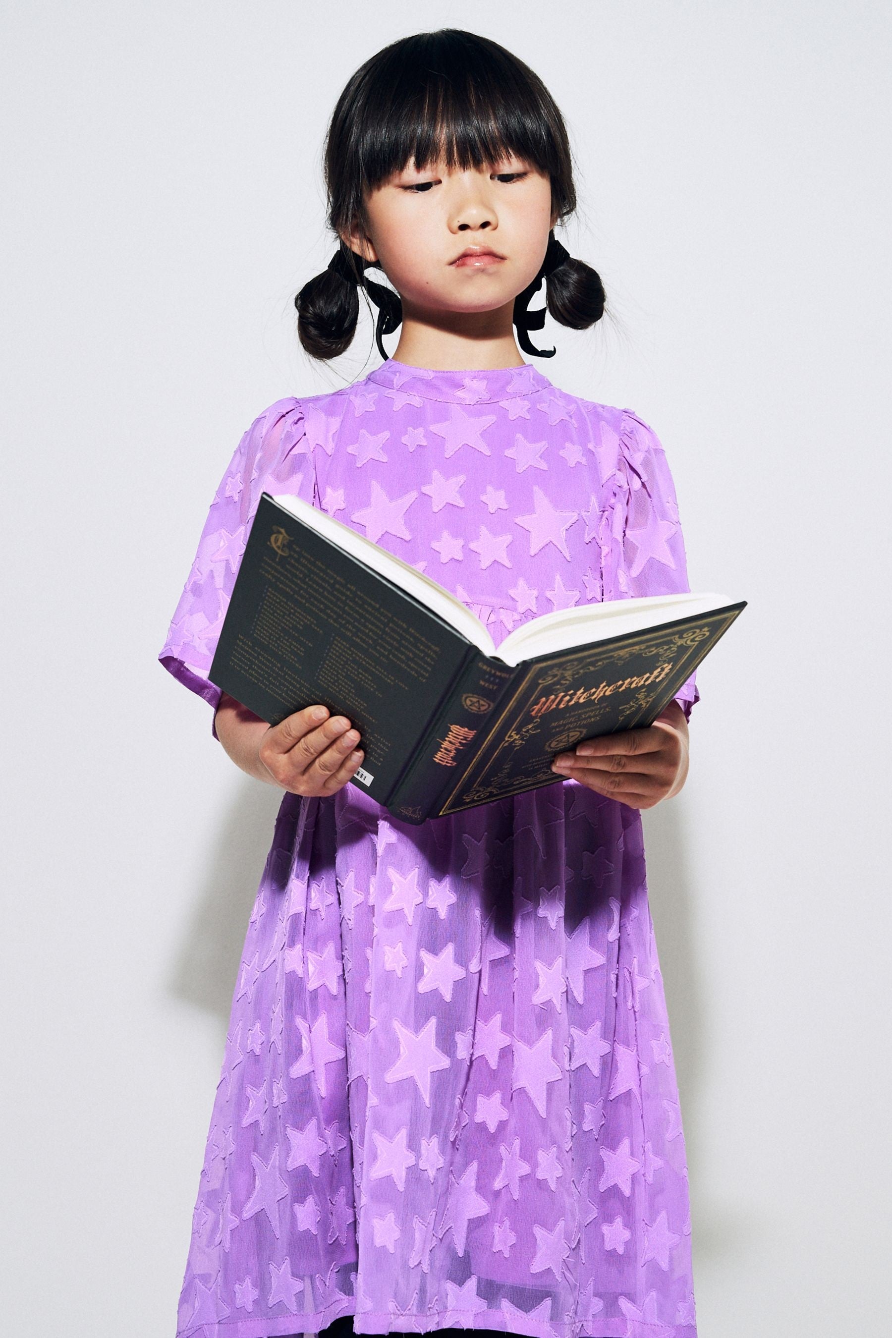 Bright Purple Star Jacquard Party Dress (3-16yrs)