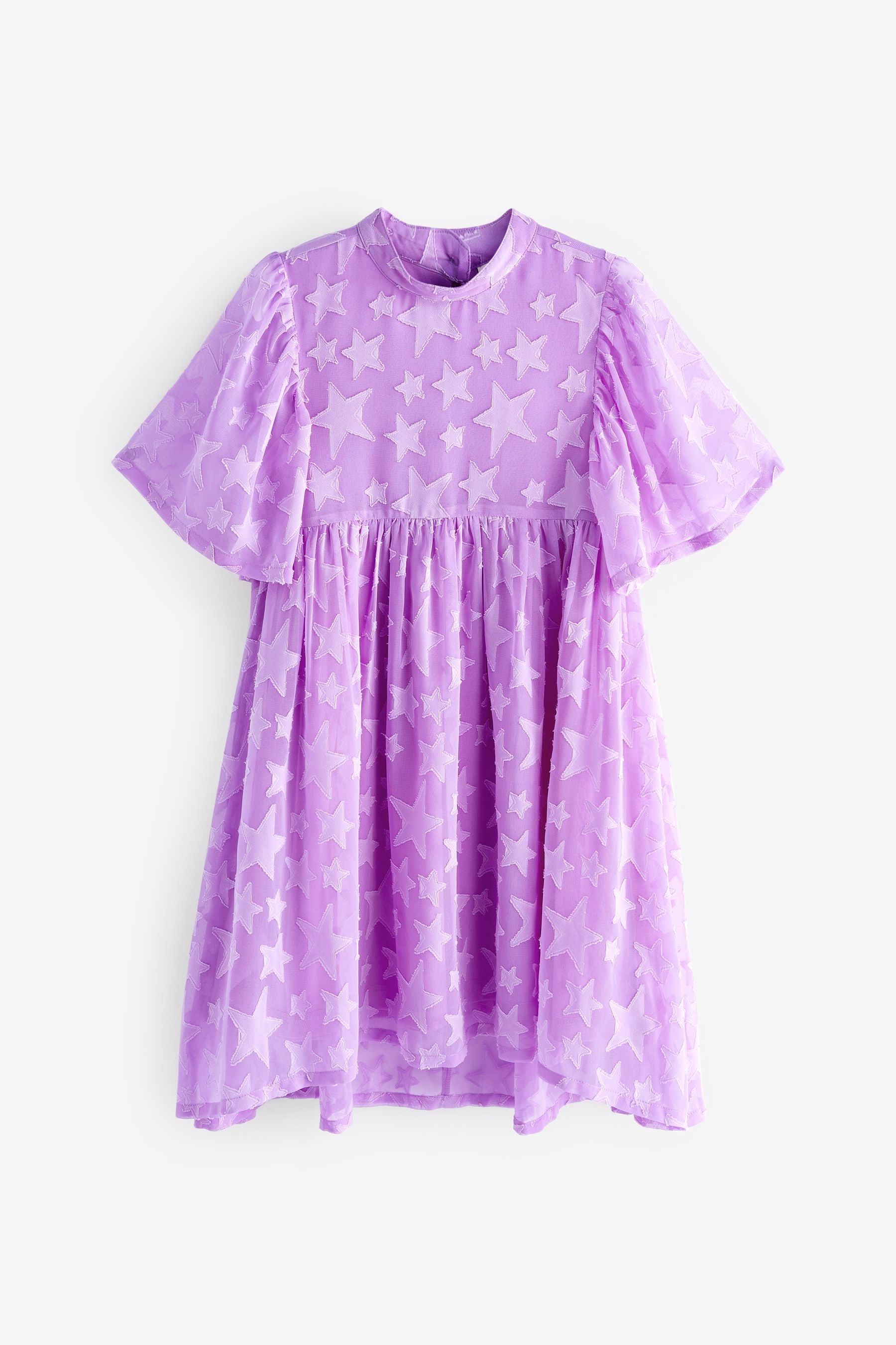 Bright Purple Star Jacquard Party Dress (3-16yrs)