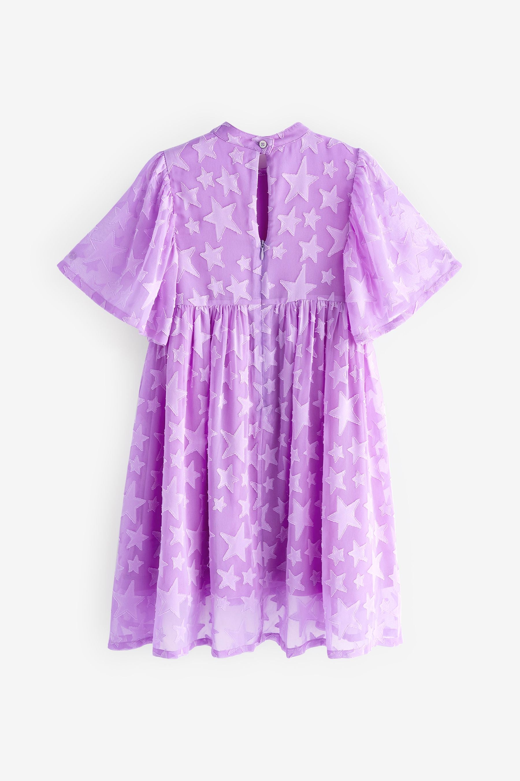 Bright Purple Star Jacquard Party Dress (3-16yrs)