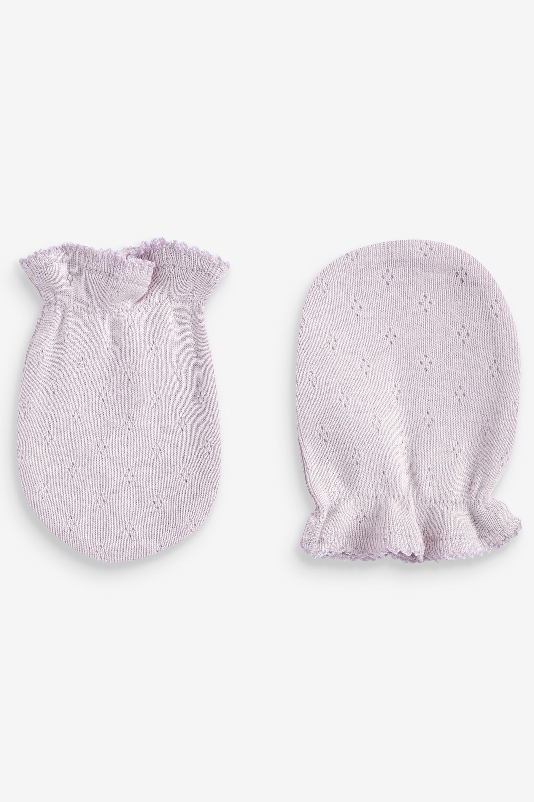 Pink Pointelle Baby Scratch Mitts 3 Pack