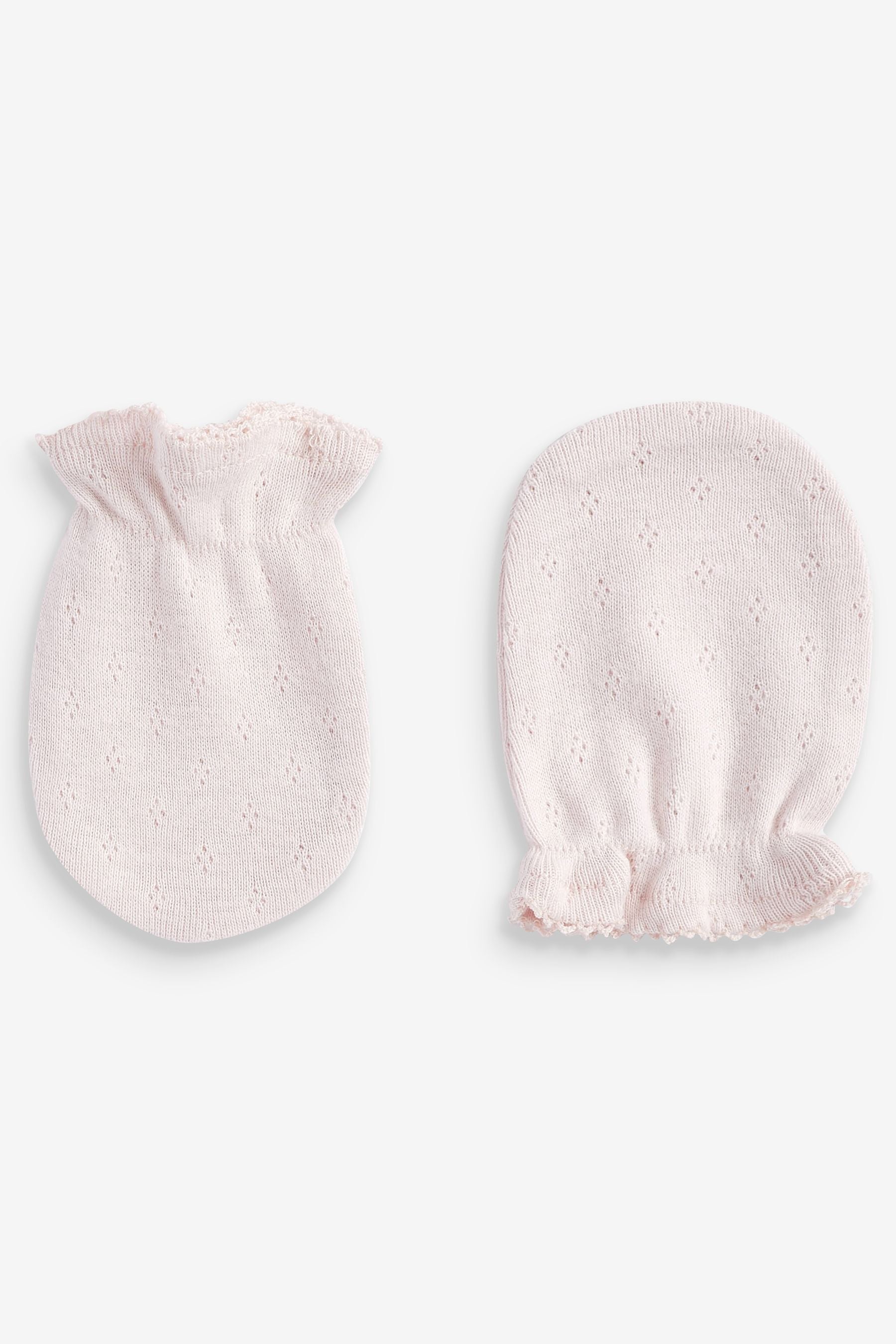 Pink Pointelle Baby Scratch Mitts 3 Pack