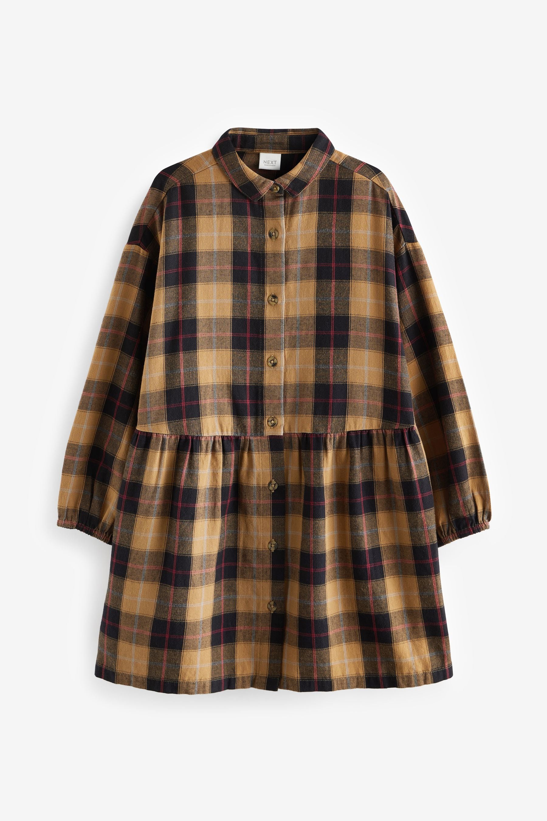 Neutral Check Collar Dress (3-16yrs)