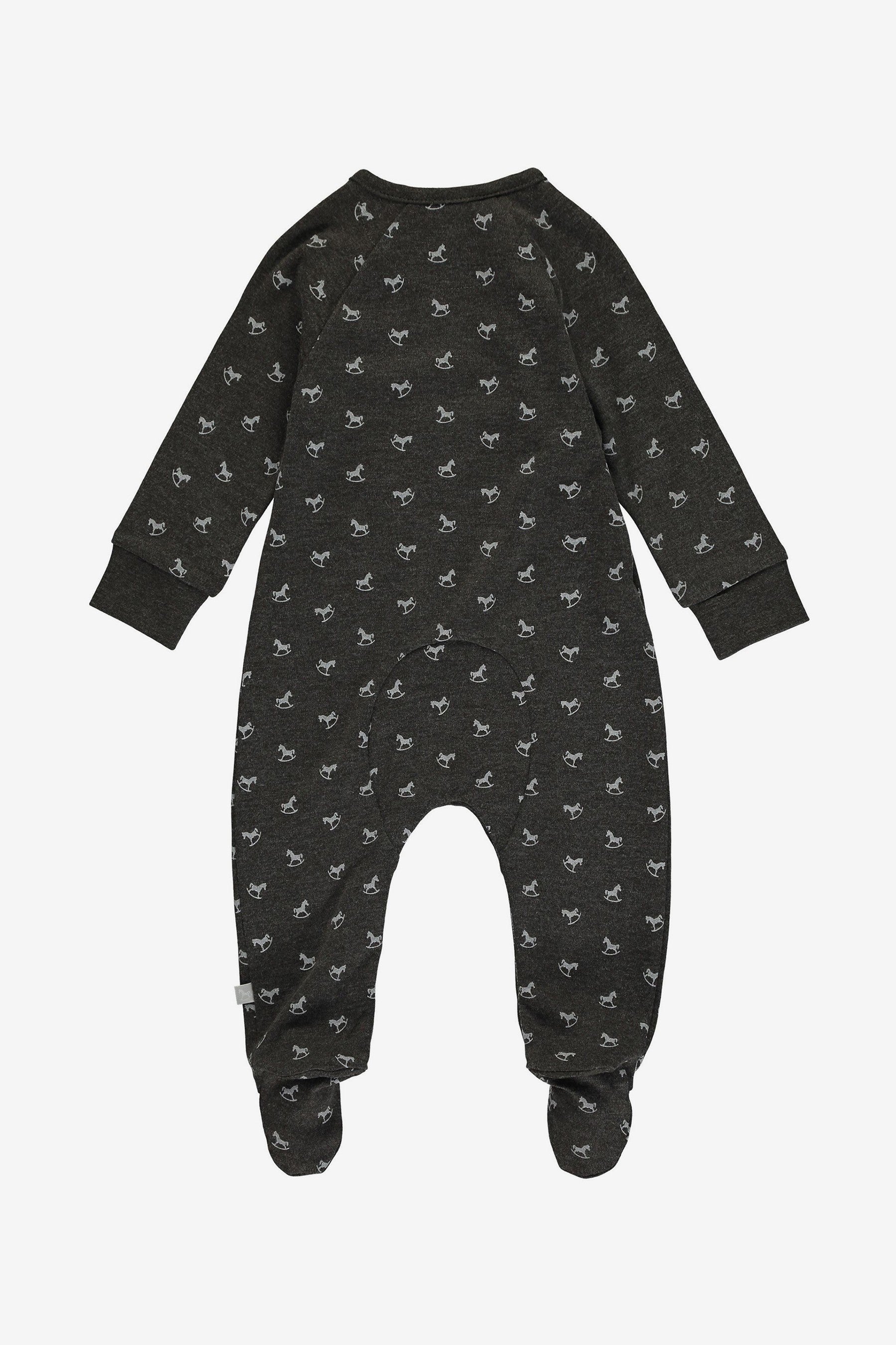 Grey The Little Tailor Blue Jersey Print Rocking Horse Sleepsuit