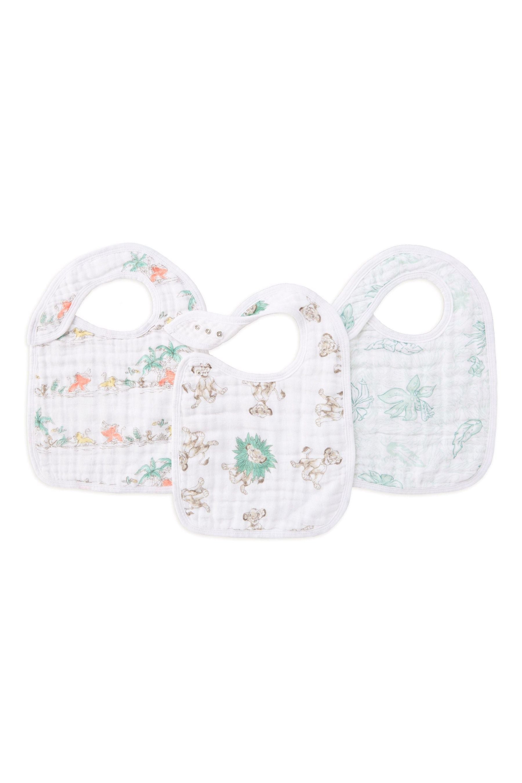 Green aden + anais Disney™ The Lion King Cotton Muslin Snap Bibs 3 Pack