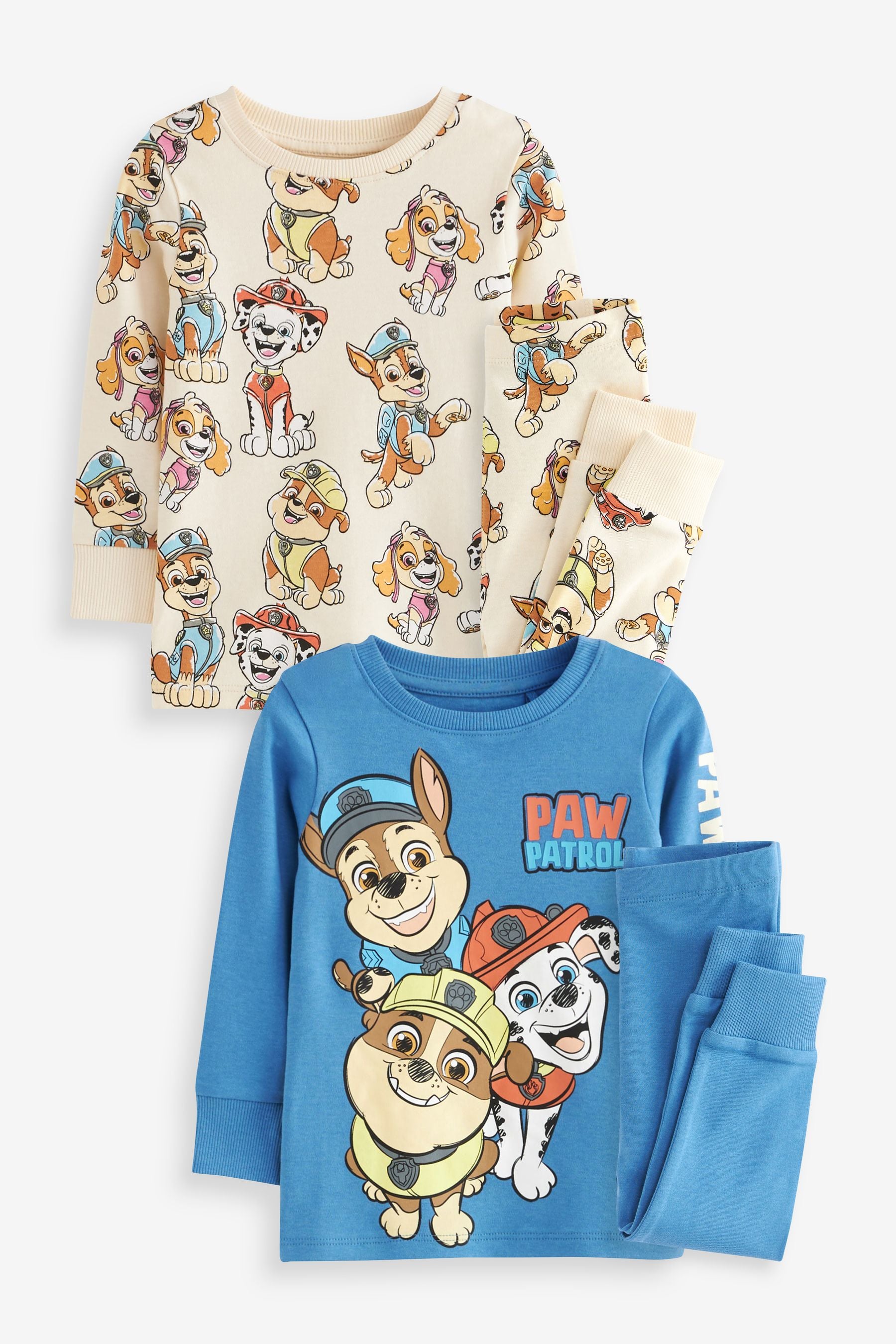 PAW Patrol Blue/Ecru Cream Snuggle Pyjamas 2 Pack (9mths-9yrs)