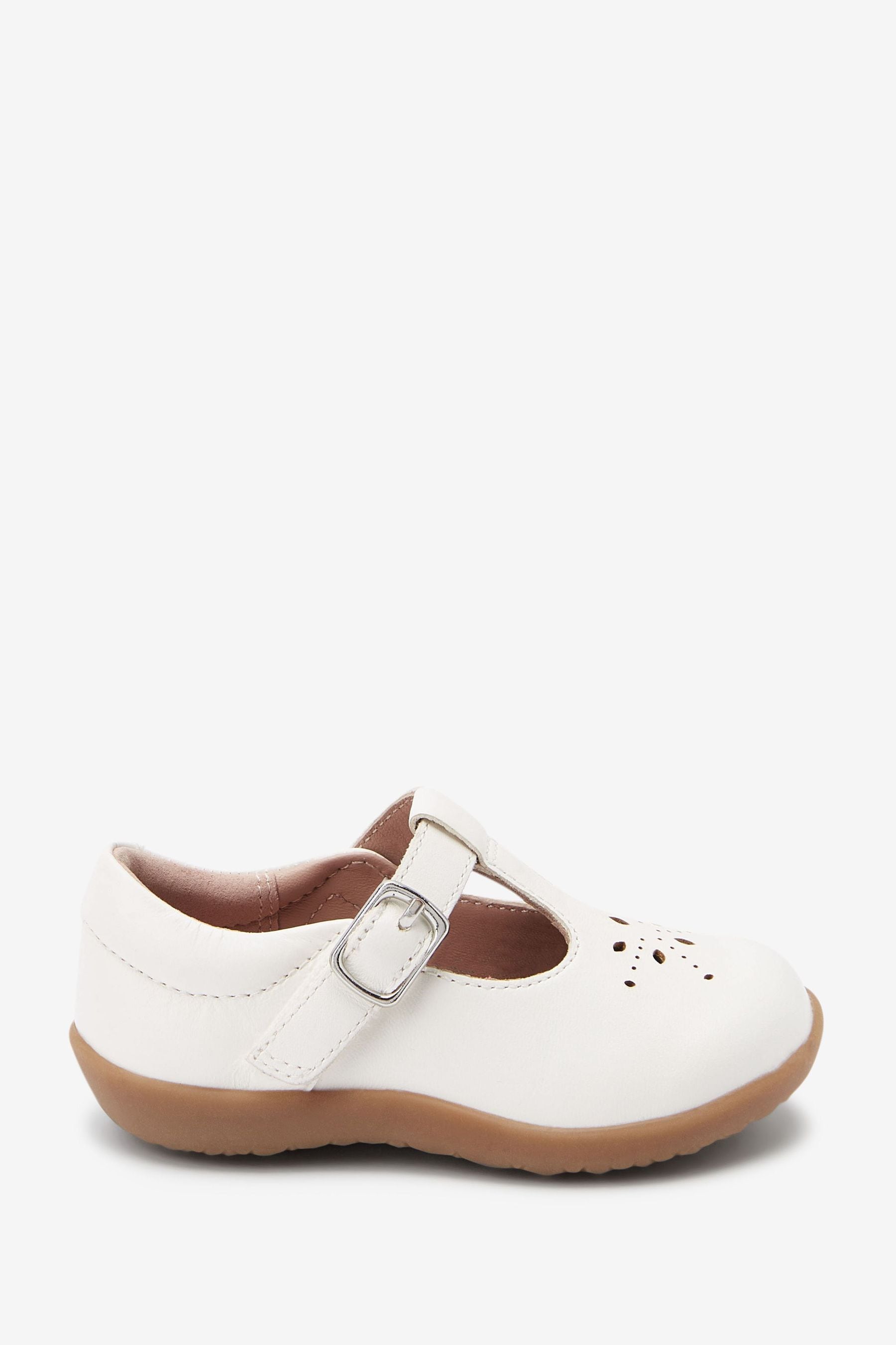 White Leather First Walker T-Bar Shoes