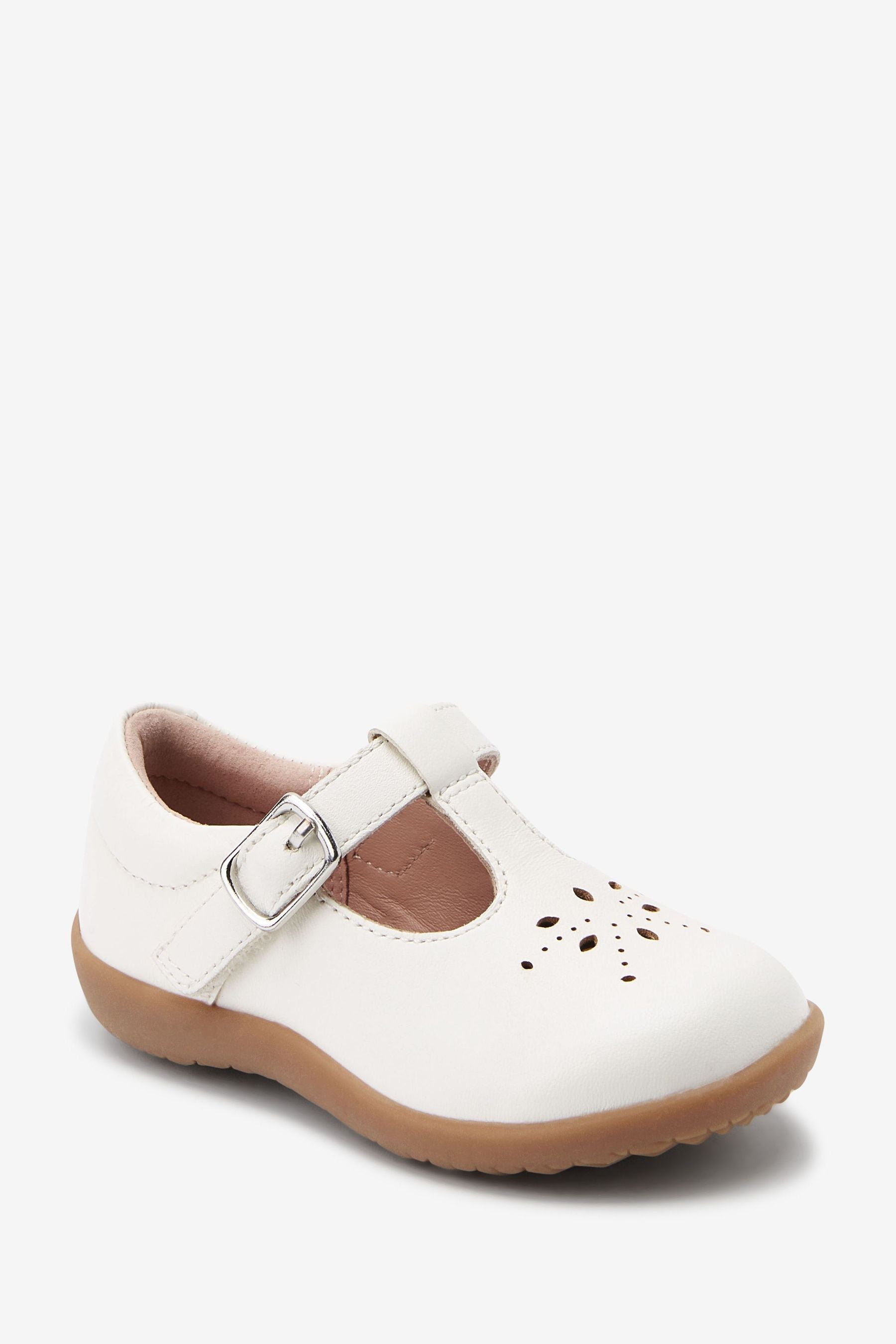 White Leather First Walker T-Bar Shoes