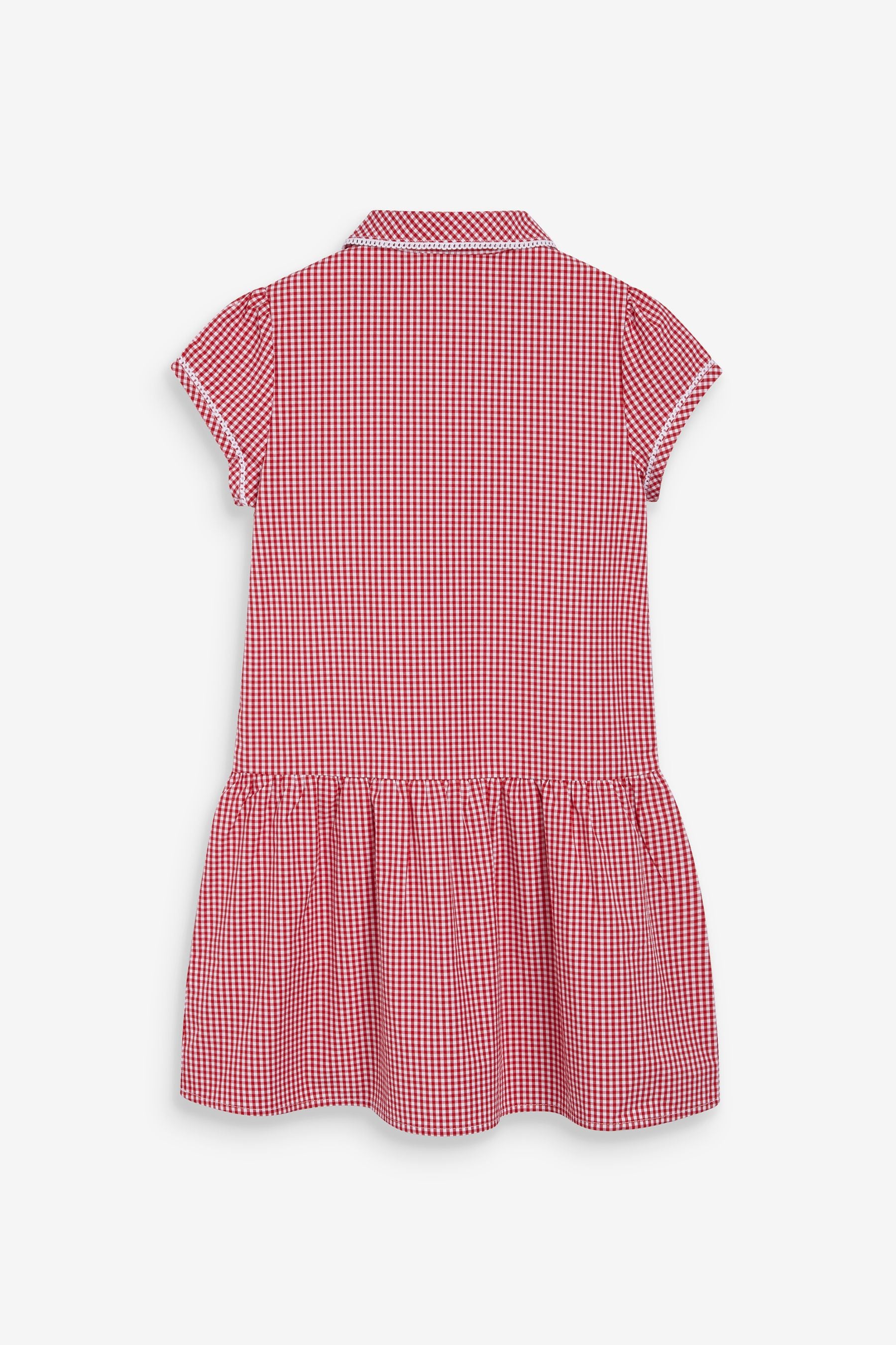 Red Cotton Rich Drop Waist Gingham School Dress (3-14yrs)