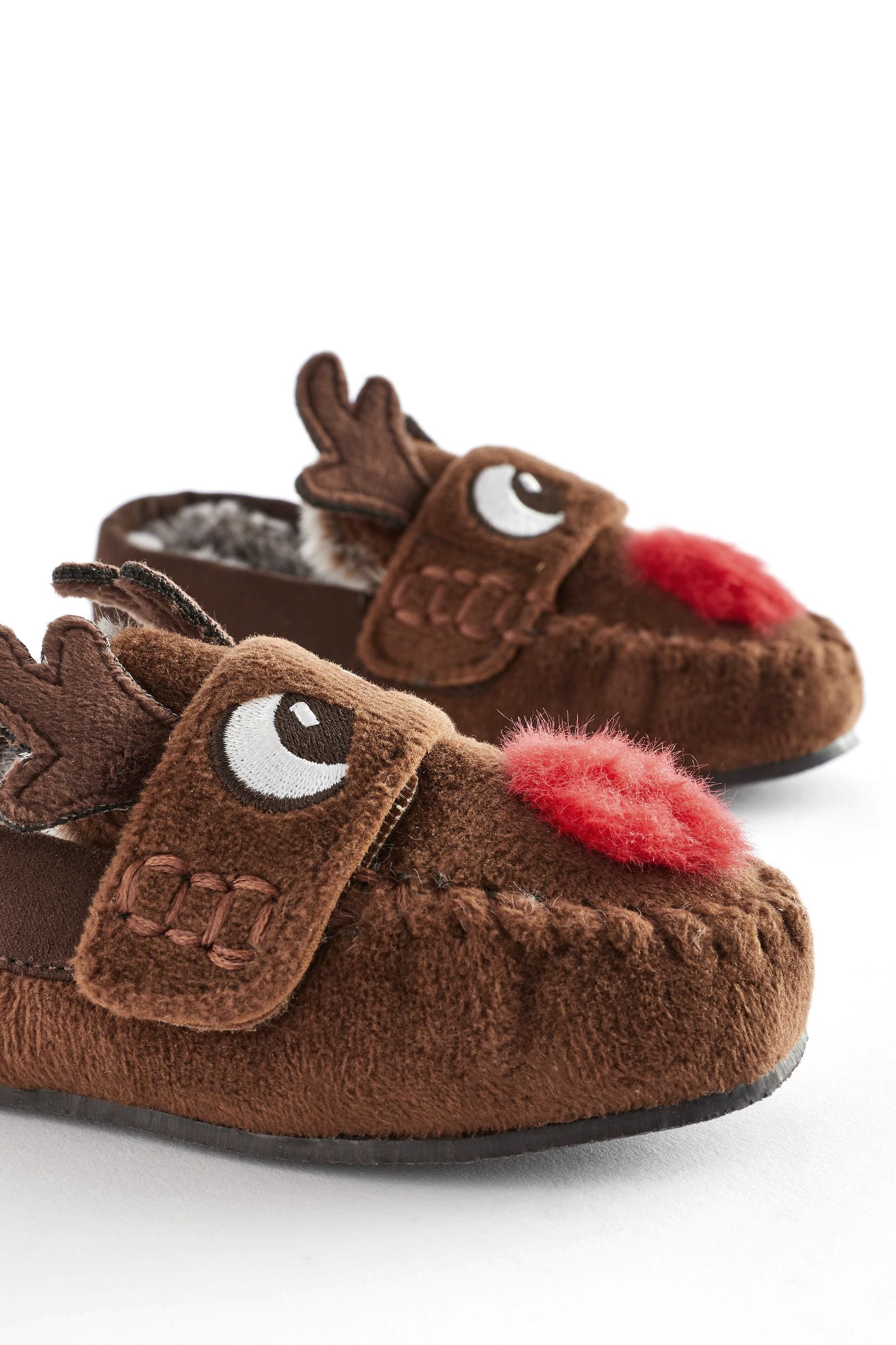 Brown Faux Fur Lined Moccasin Slippers