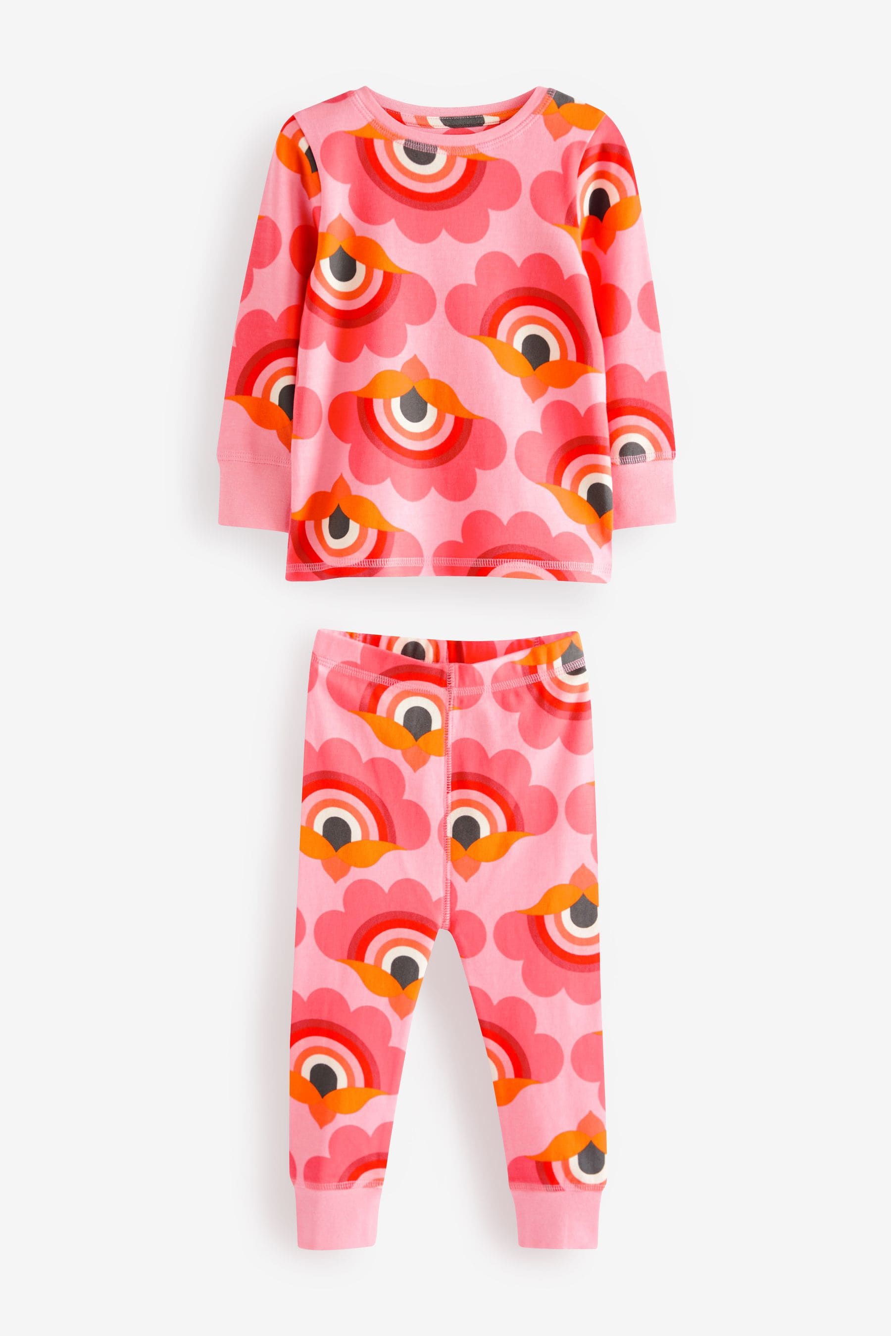 Red/Cream Retro Print Pyjamas 3 Pack (9mths-12yrs)