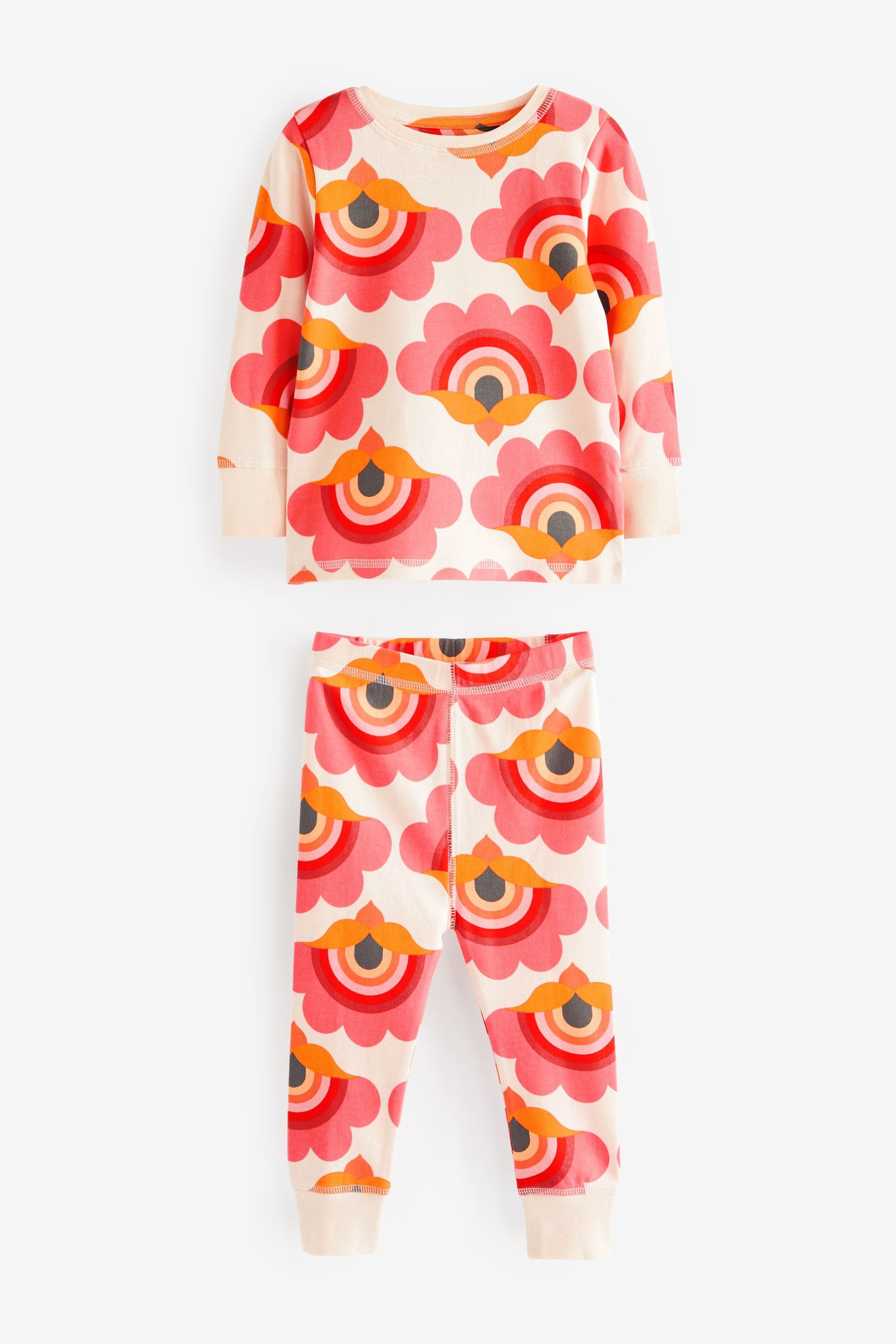 Red/Cream Retro Print Pyjamas 3 Pack (9mths-12yrs)