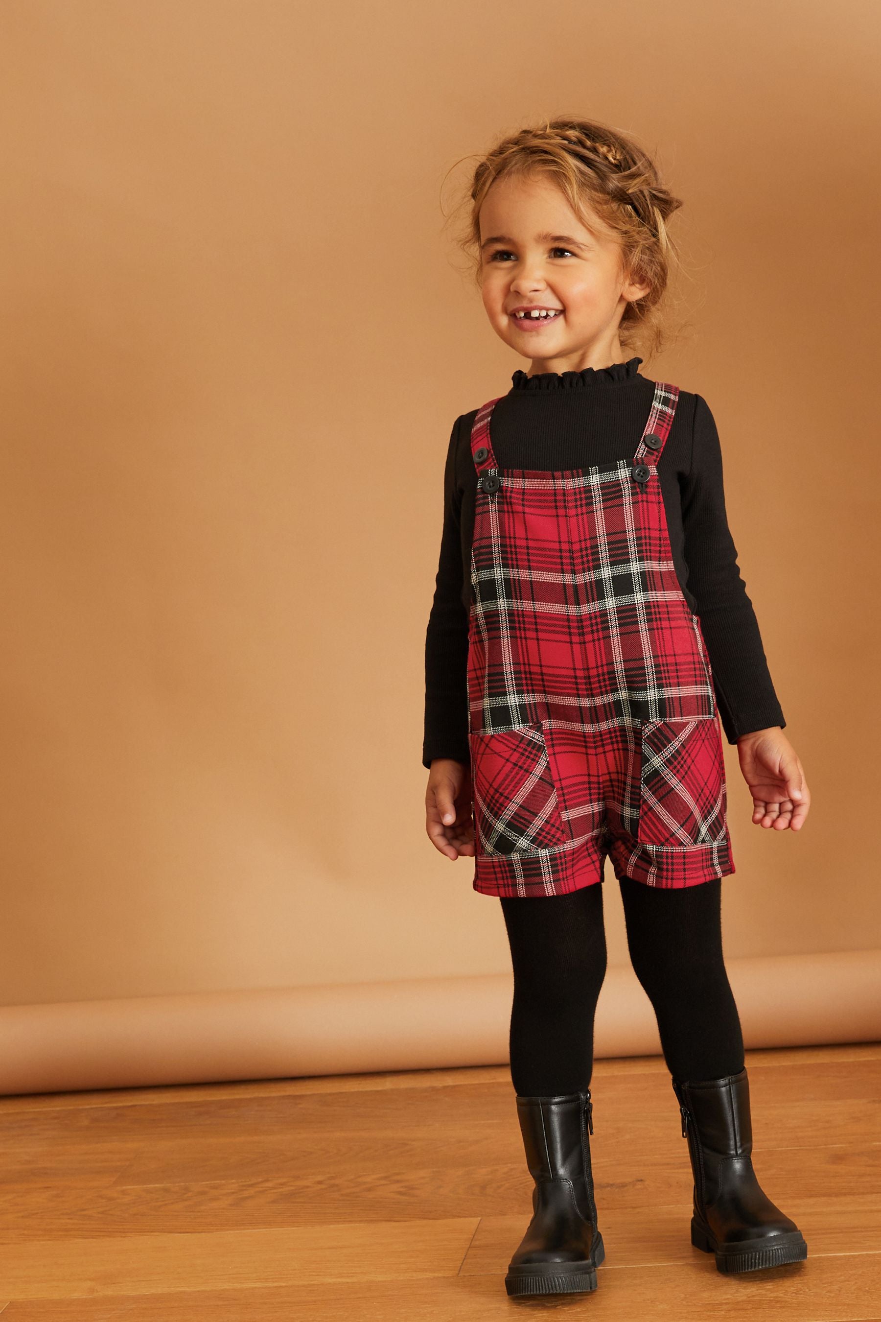 Red/Black Red Check Dungaree Set (3mths-7yrs)