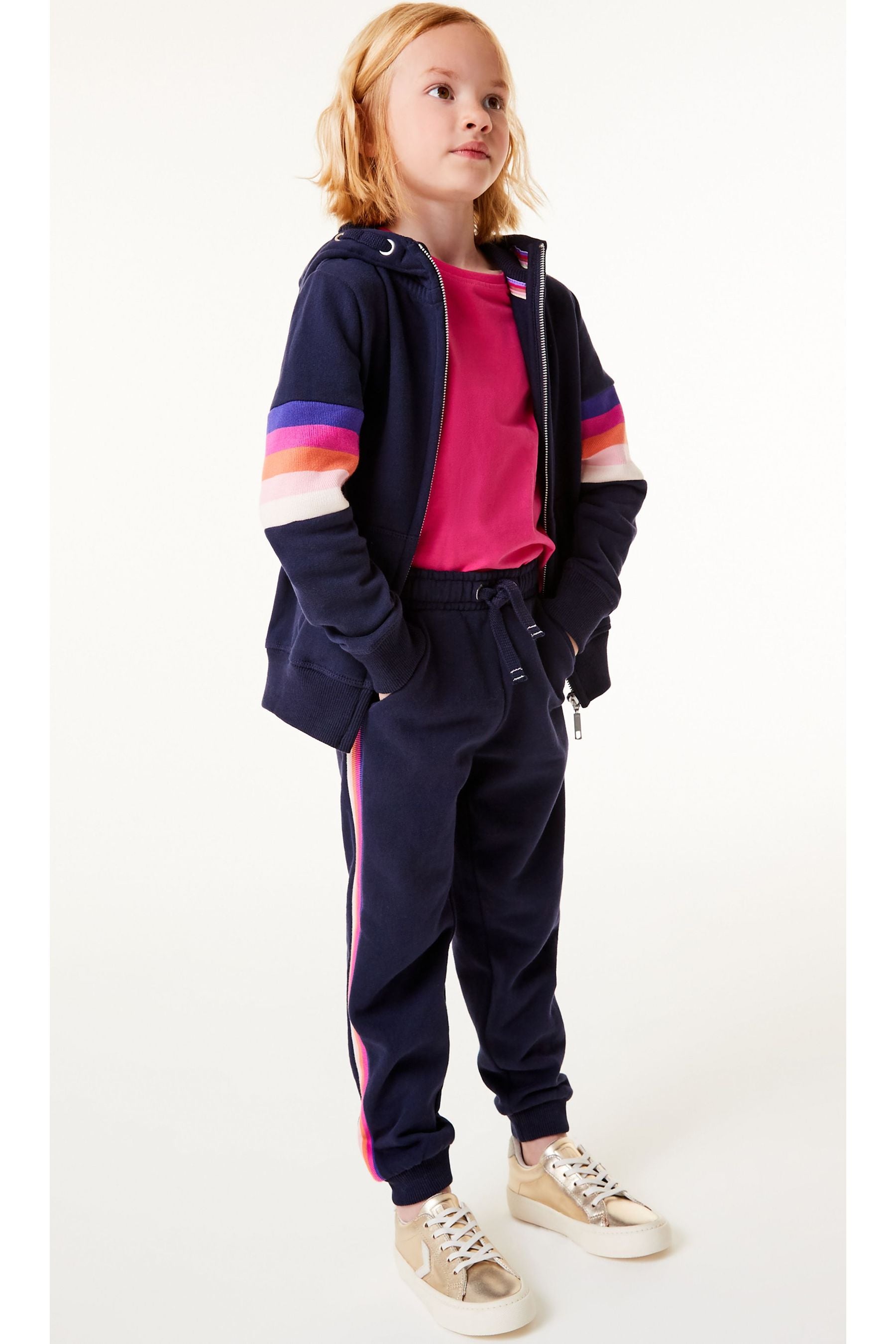 Navy Blue Rainbow Stripe Rainbow Soft Jersey (3-16yrs)