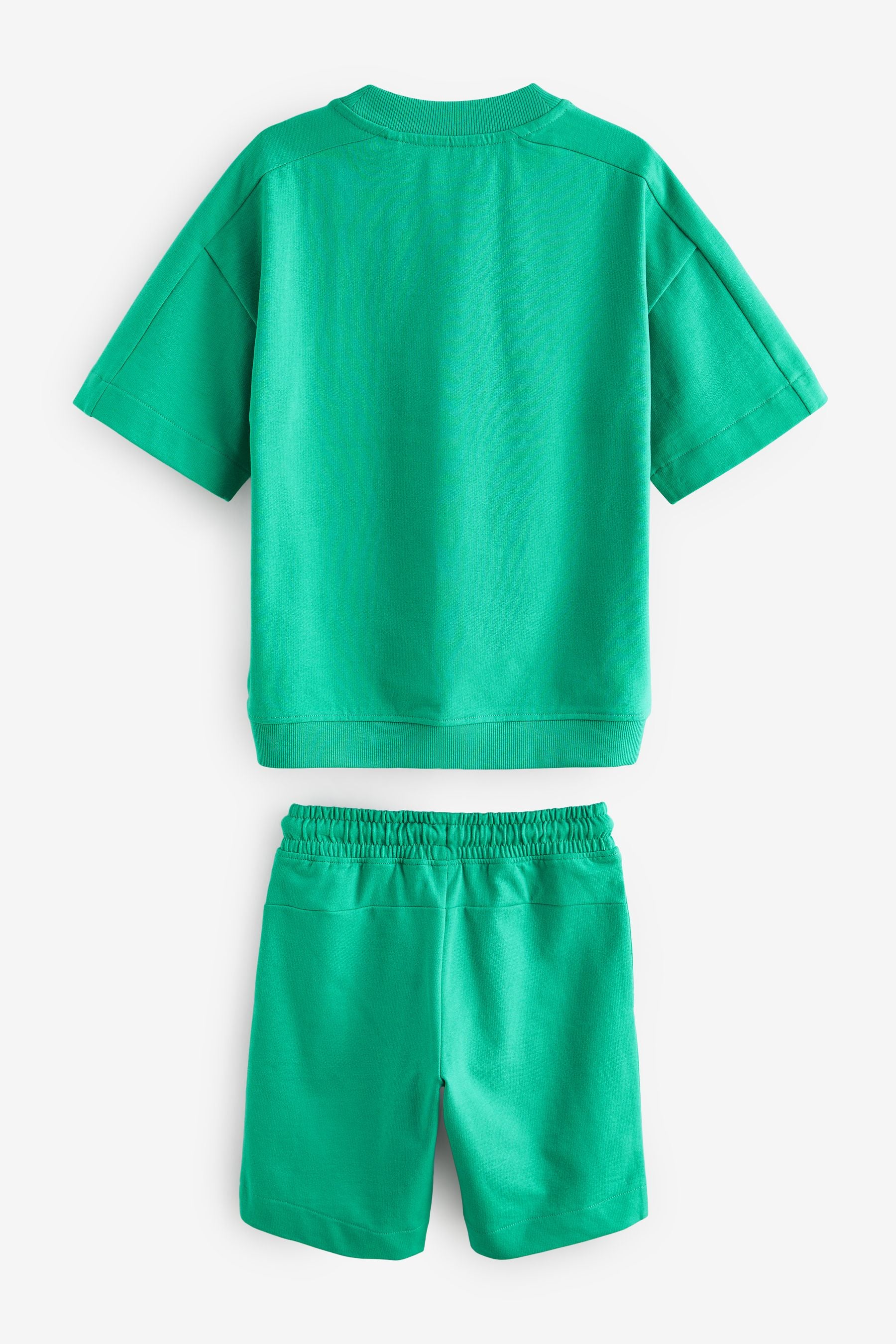 Green Midweight Short Sleeve Crew T-Shirt and Shorts Set (3-16yrs)