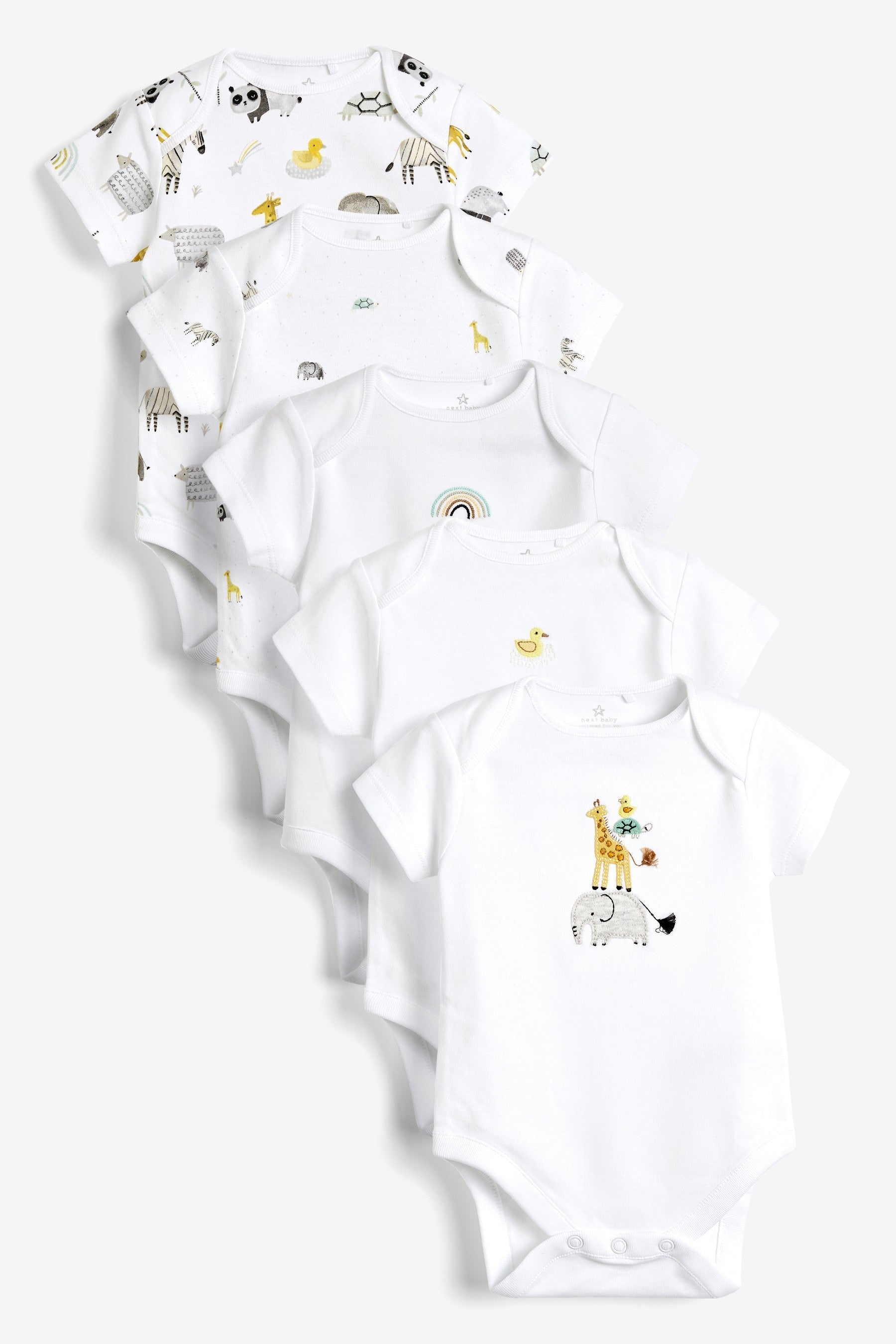 White 5 Pack Short Sleeve Bodysuits