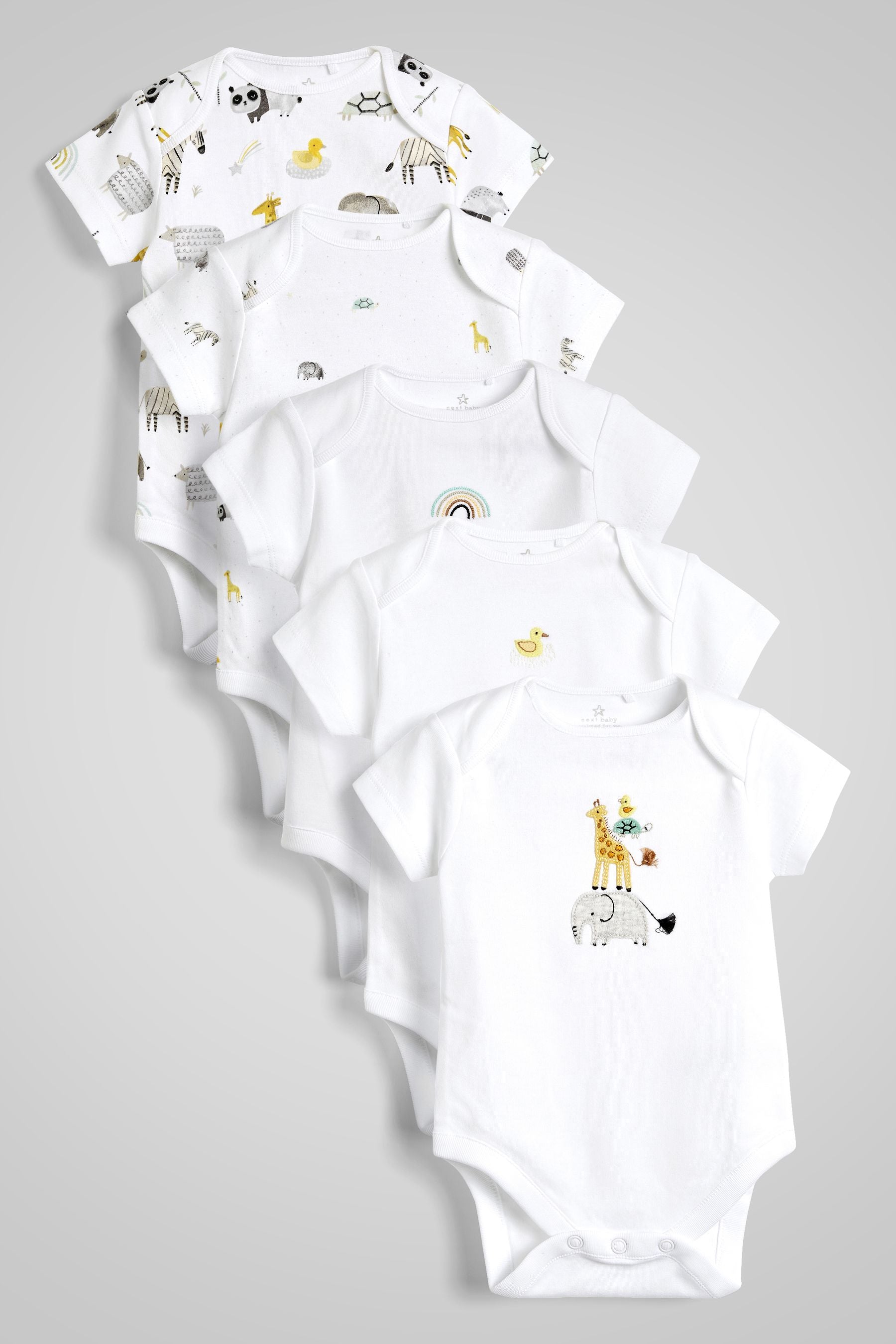 White 5 Pack Short Sleeve Bodysuits