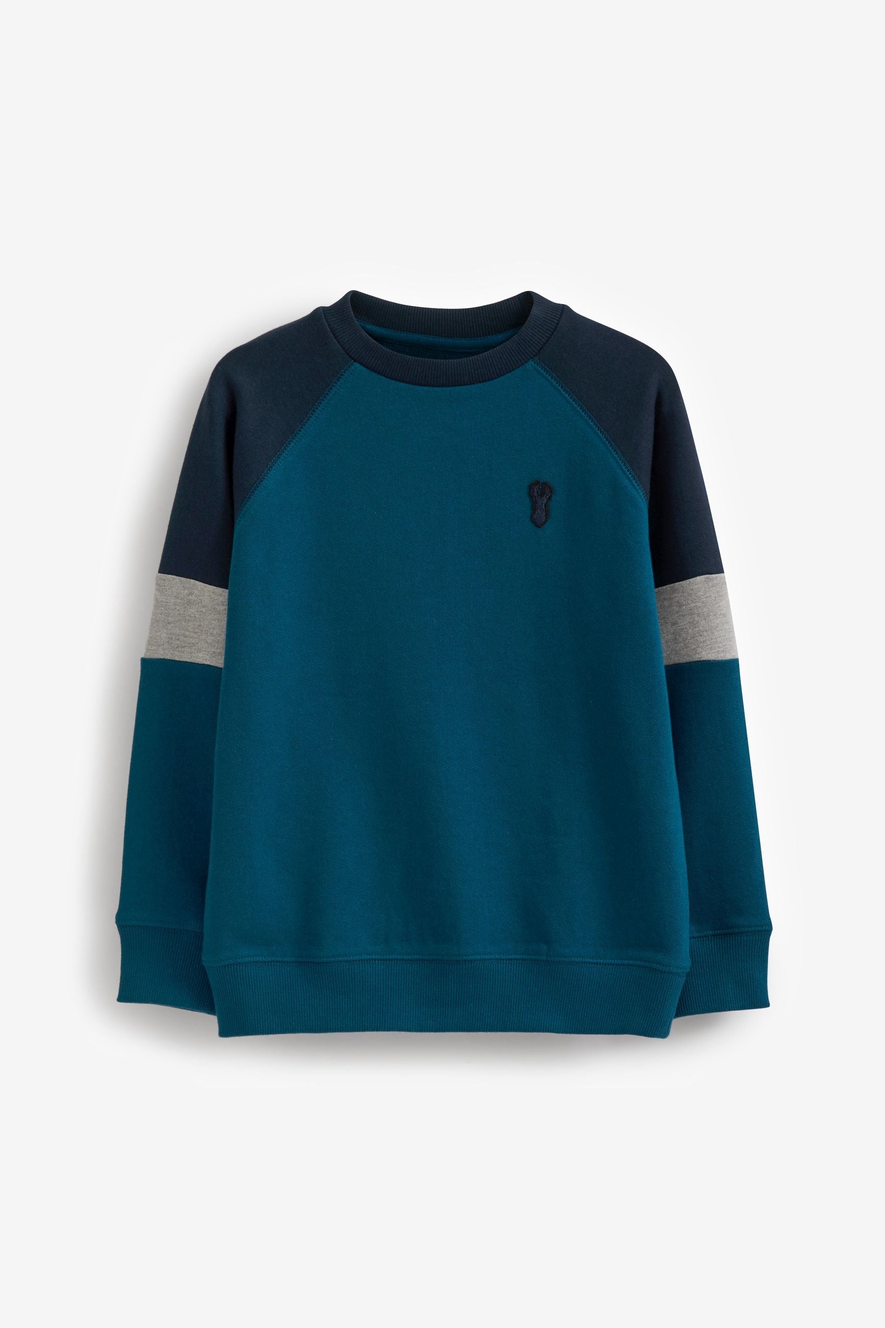 Teal Blue Long Sleeve Raglan Crew Sweatshirt (3-16yrs)