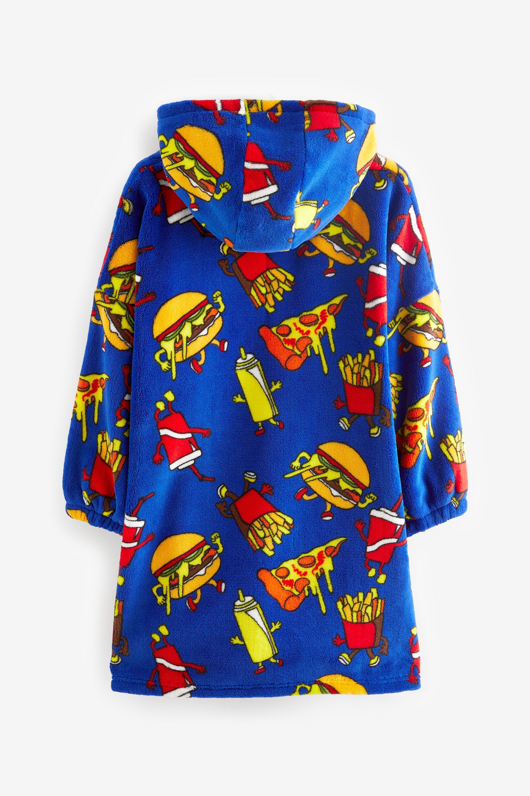 Bright Blue Food Hooded Blanket (3-16yrs)