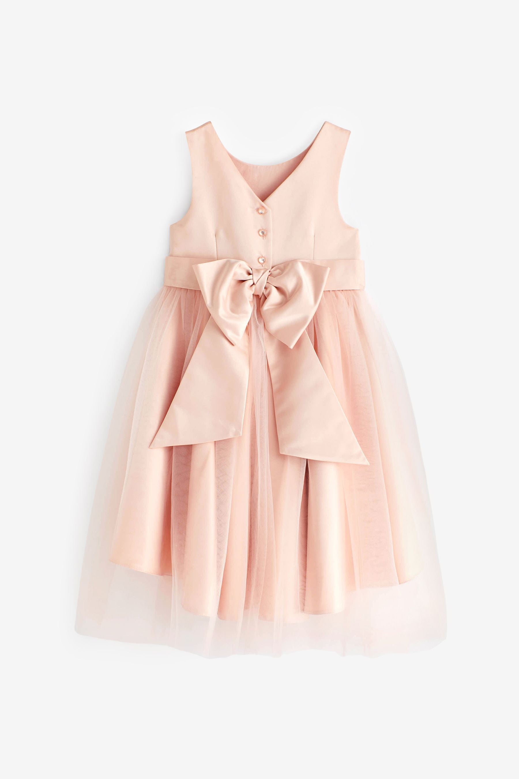 Pink Flower Girl Bow Dress (3mths-16yrs)