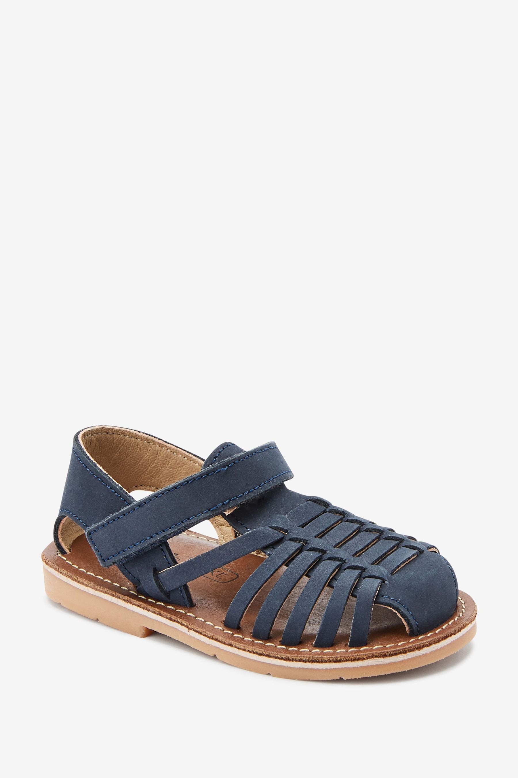 Navy Leather Sandals