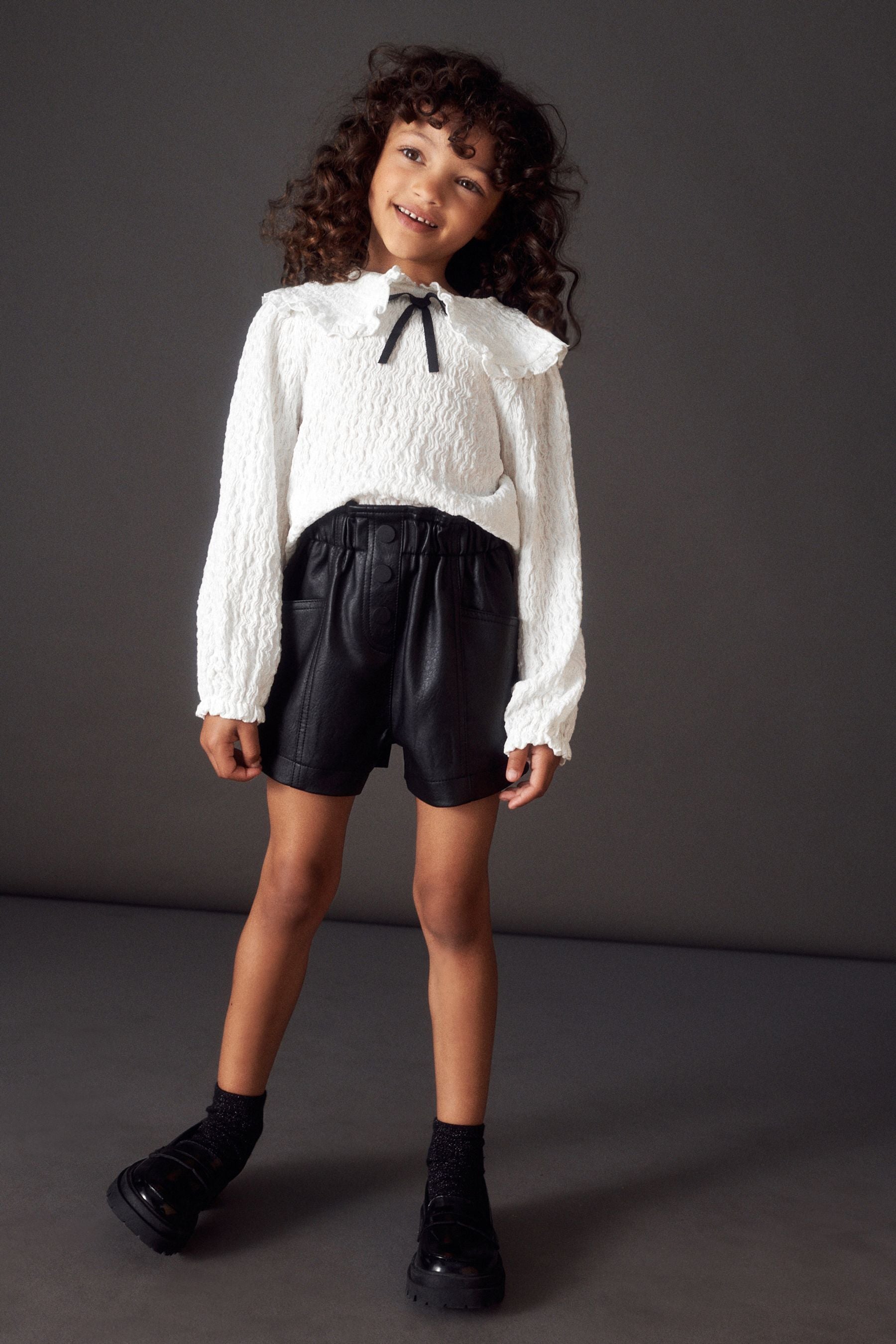 White Textured Collar Top (3-16yrs)