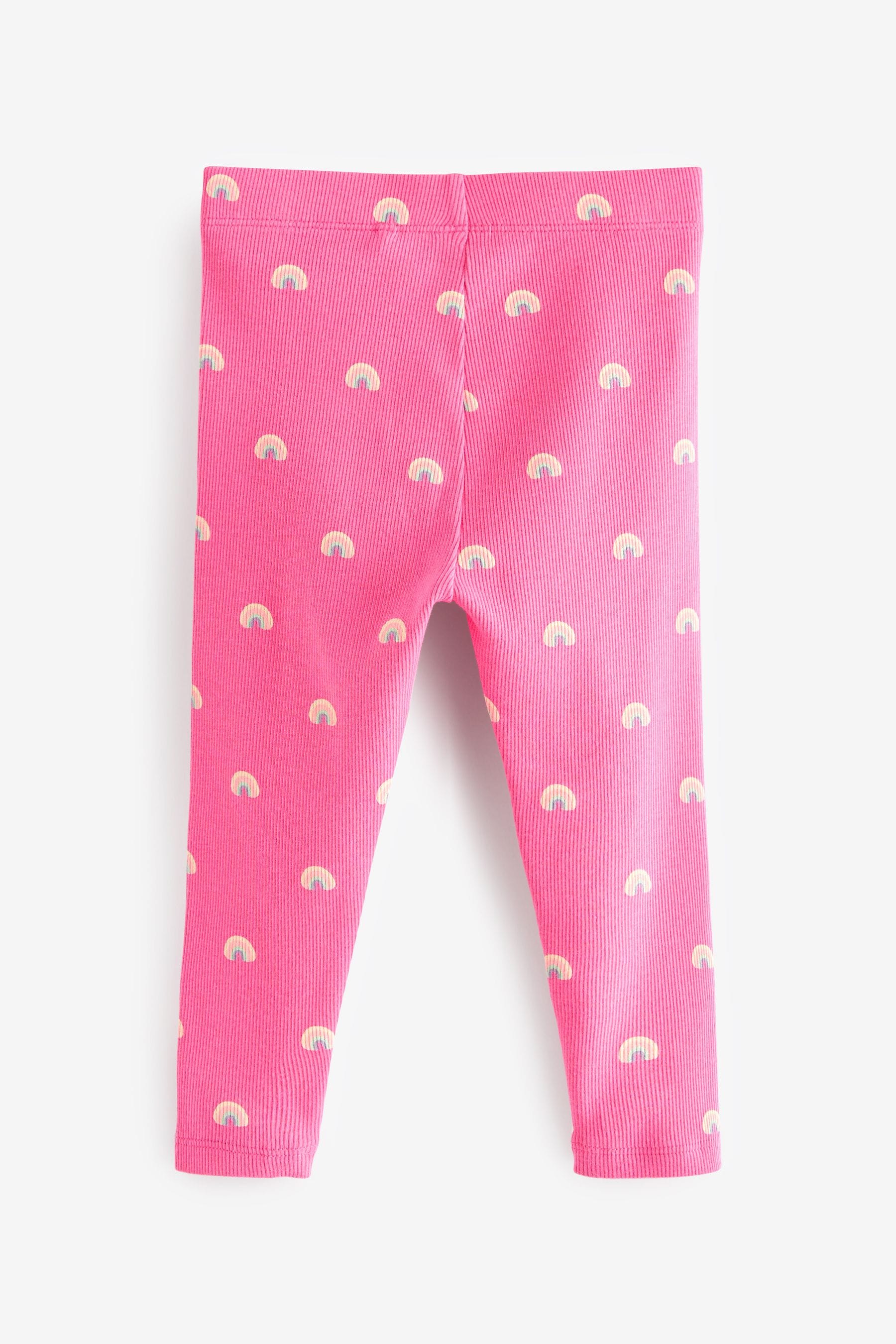 Bright Pink Rainbow Rib Jersey Leggings (3mths-7yrs)