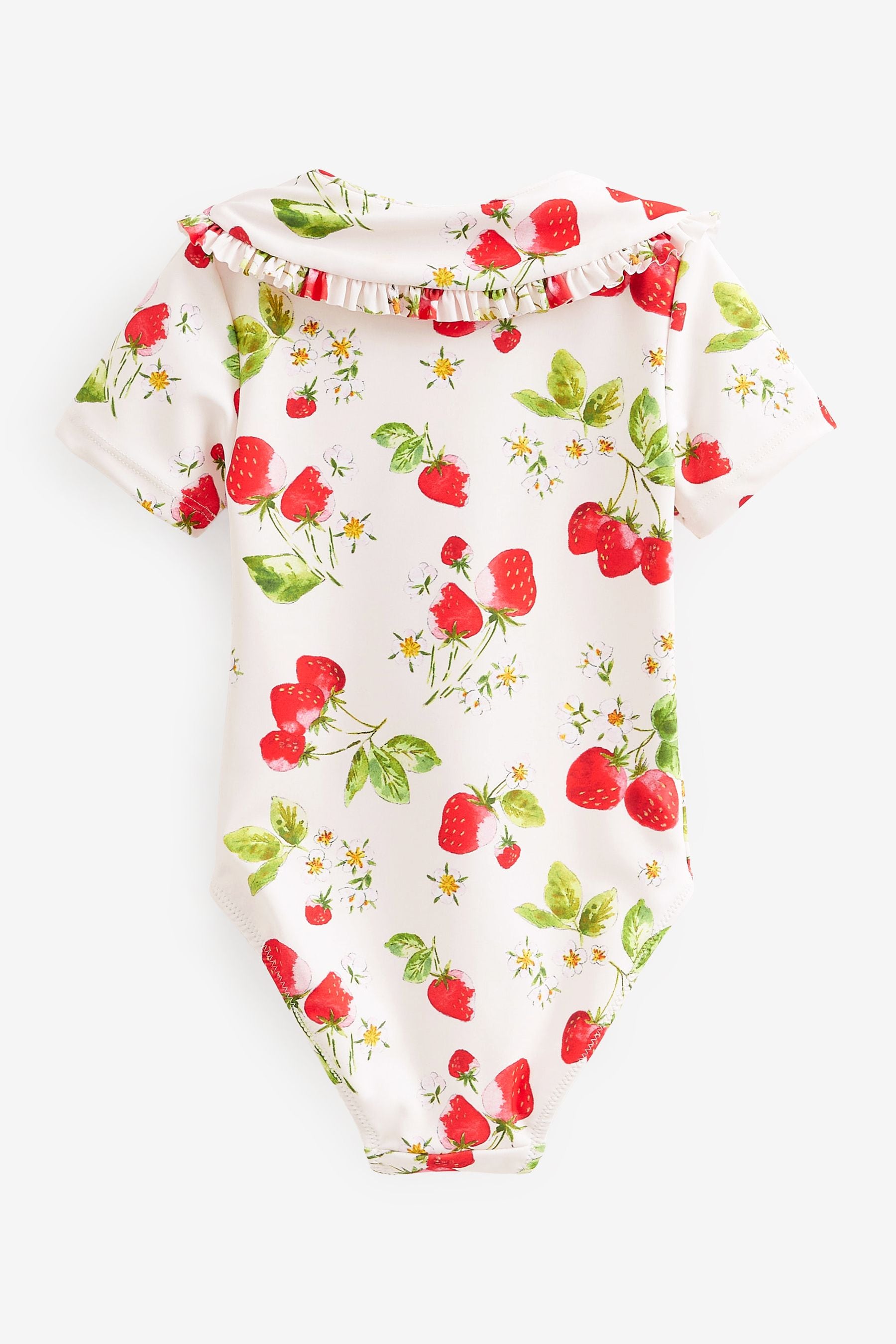 White Ground Collared Short Sleeve Swimsuit (3mths-7yrs)