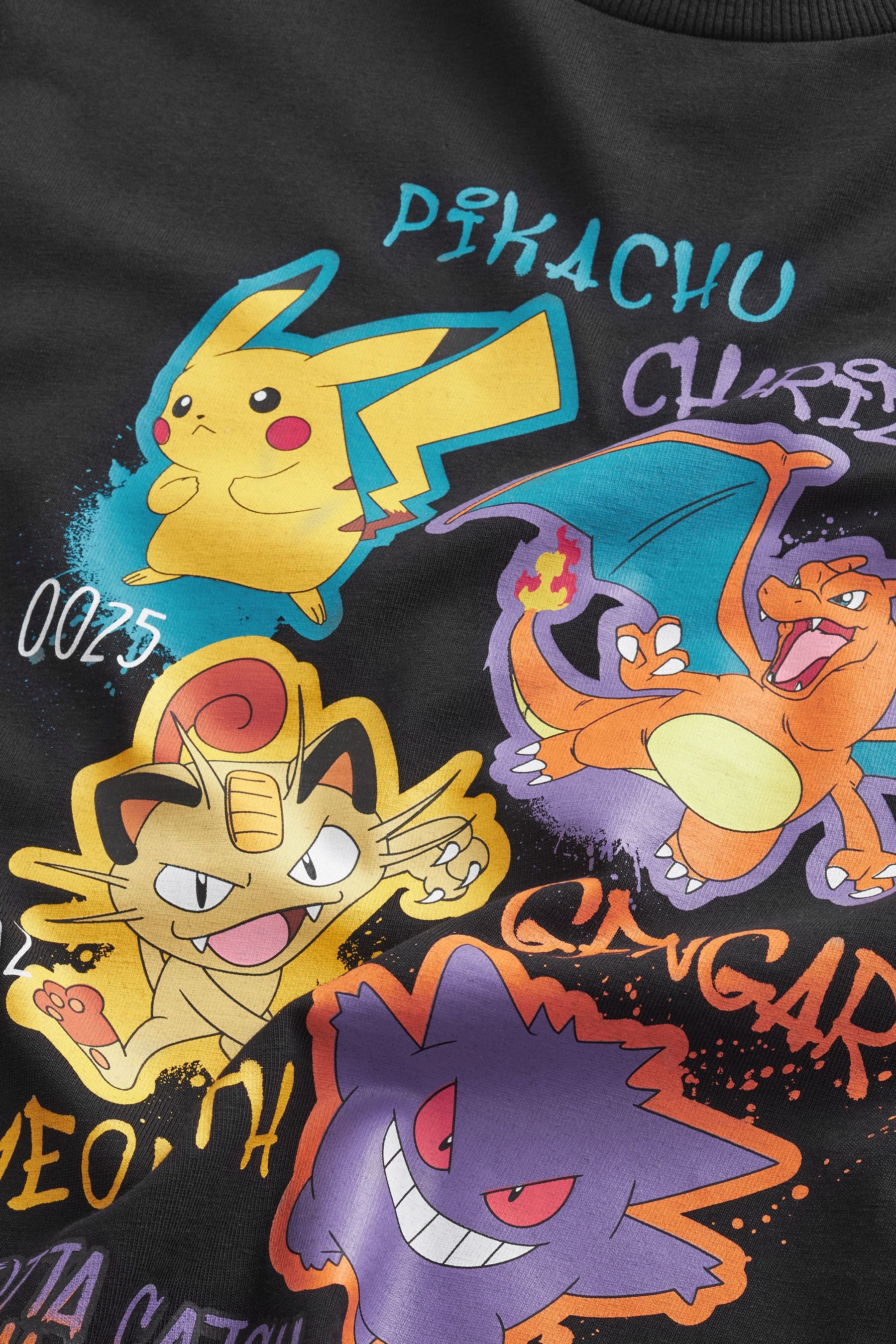 Black/Teal Blue Pokémon Long Sleeve T-Shirt (4-16yrs)