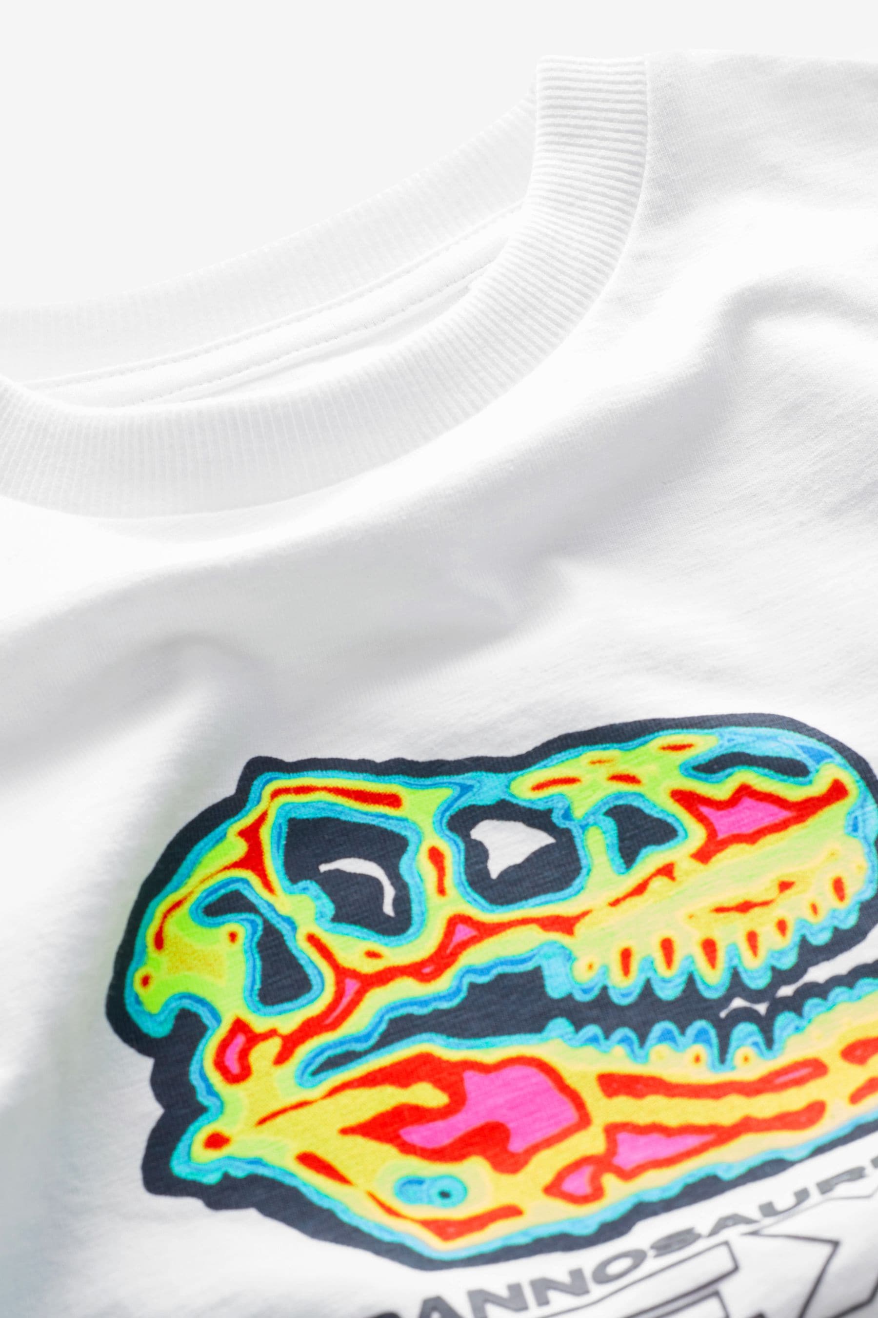 White Skull Dino Relaxed Fit Short Sleeve Graphic T-Shirt (3-16yrs)