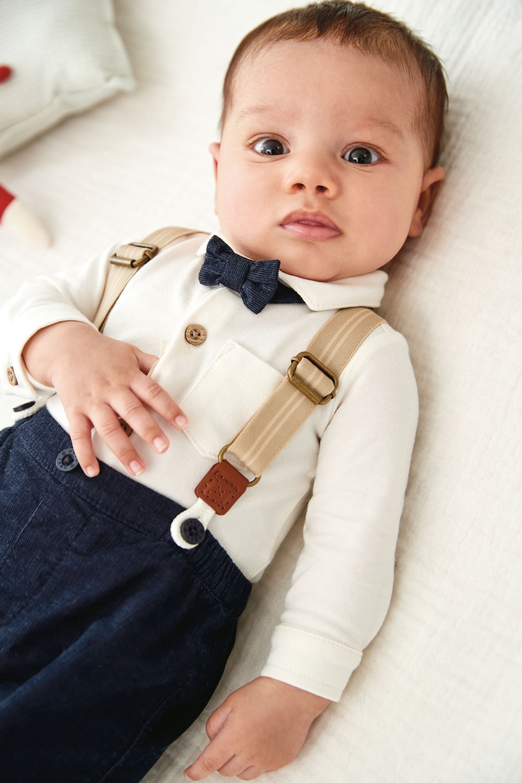 Navy/White 4 Piece Shirt Body, Trousers and Braces Set (0mths-2yrs)